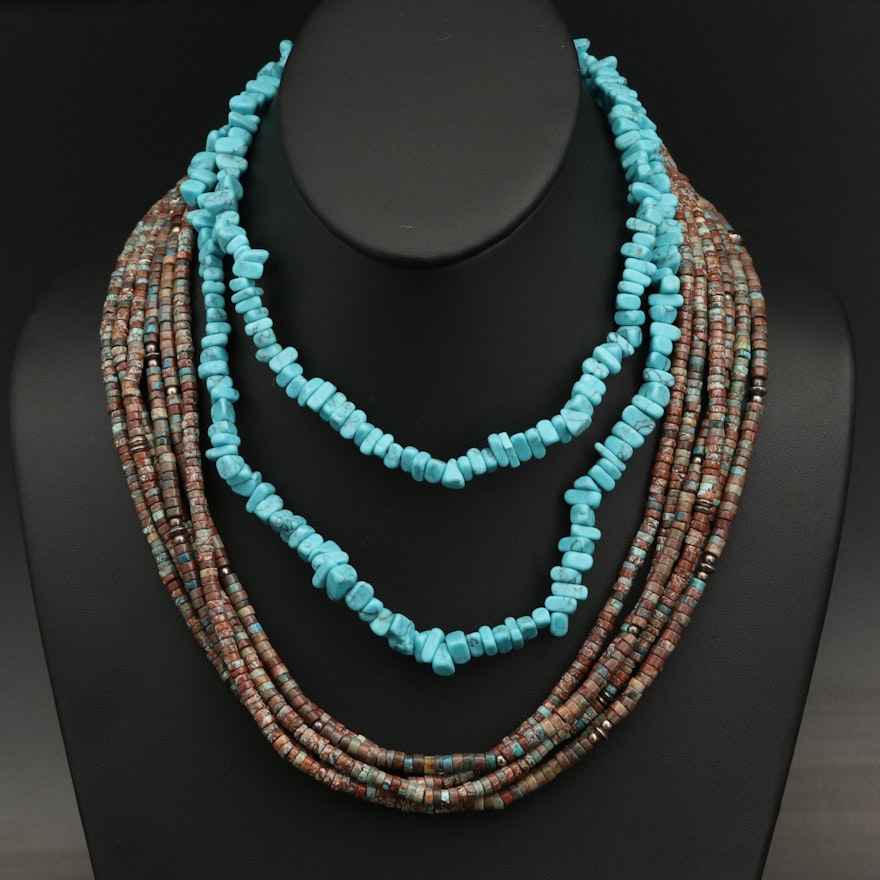 Faux Turquoise Beaded Necklaces