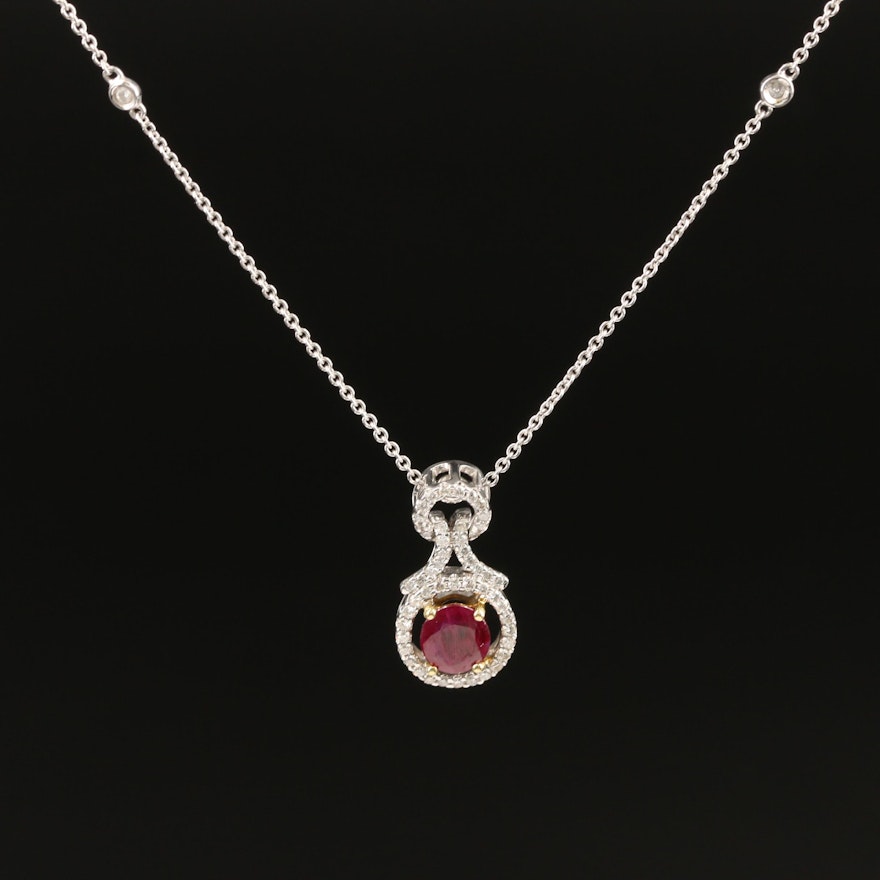 Siera 18K Ruby and Diamond Station Necklace