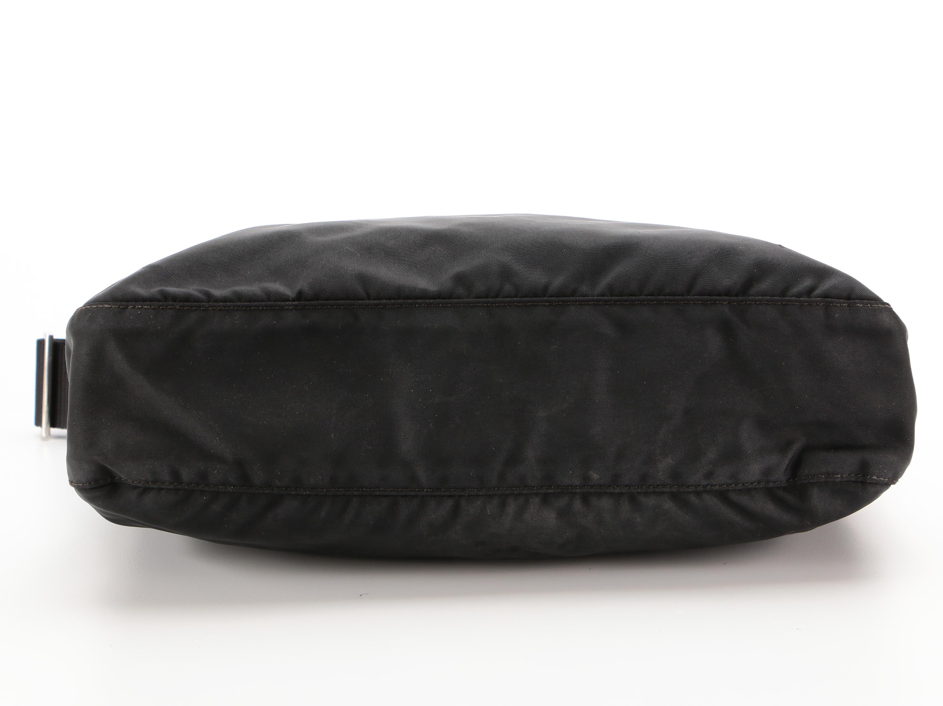 Prada Black Tessuto Nylon Crossbody Bag with Leather Trim