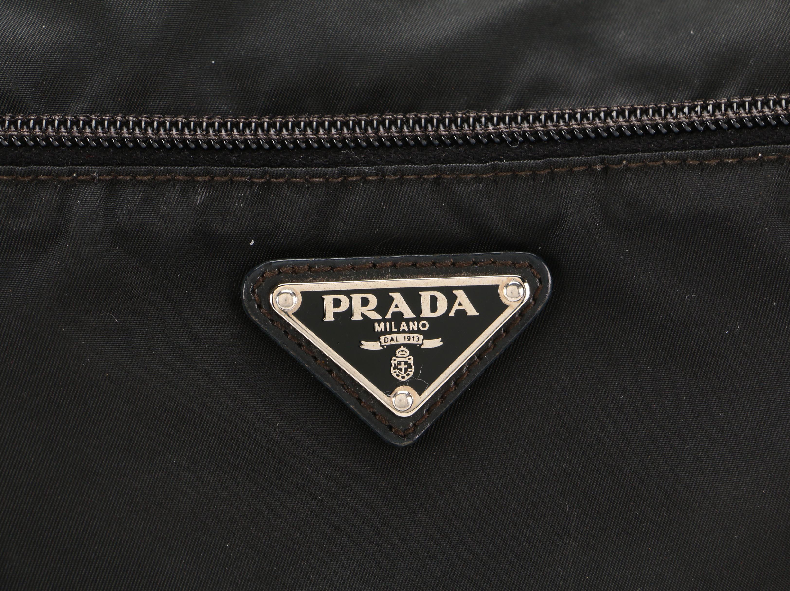 Prada Black Tessuto Nylon Crossbody Bag with Leather Trim