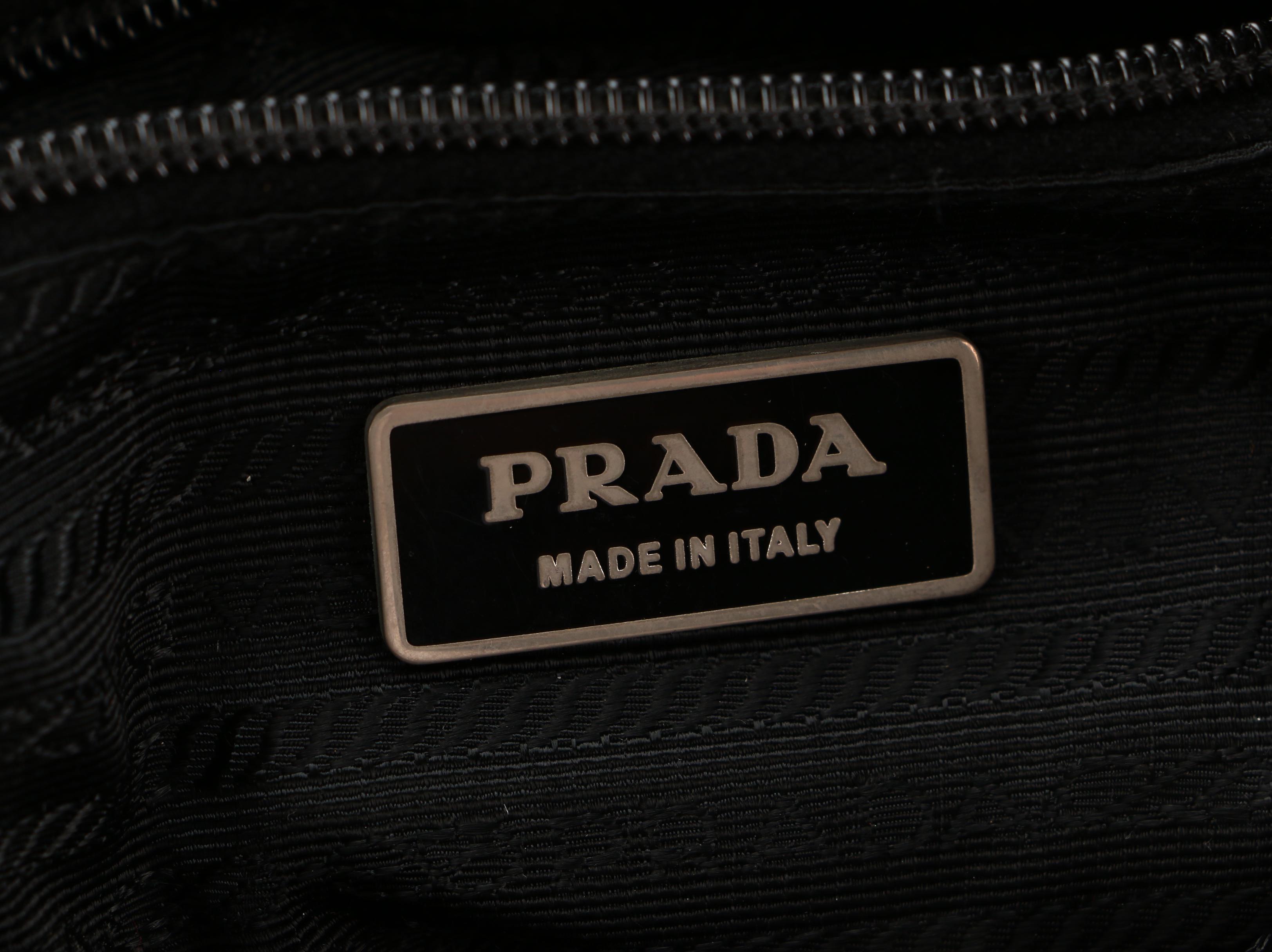 Prada Black Tessuto Nylon Crossbody Bag with Leather Trim