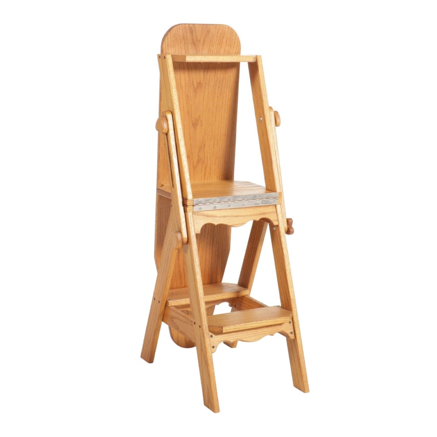 Convertible Oak Chair, Ironing Board and Step Stool, Late 20th Century