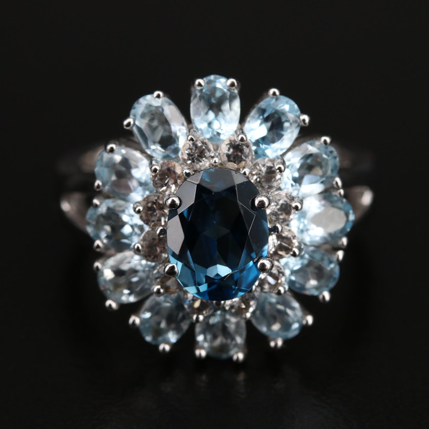 Sterling London Blue and Sky Blue Topaz and Sapphire Ring