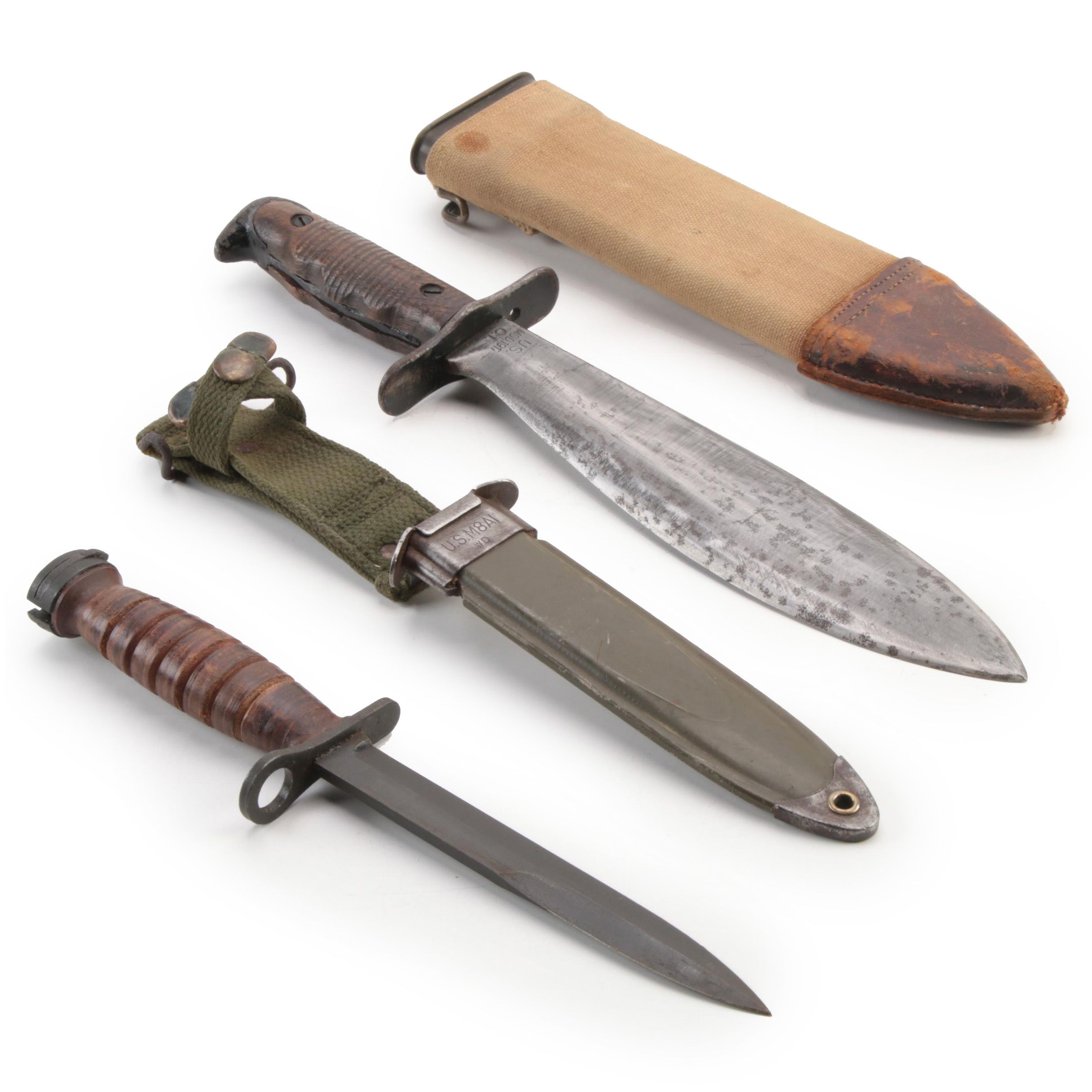 Brauer Bros WWI Bolo Knife and WWII M8A1 Bayonet