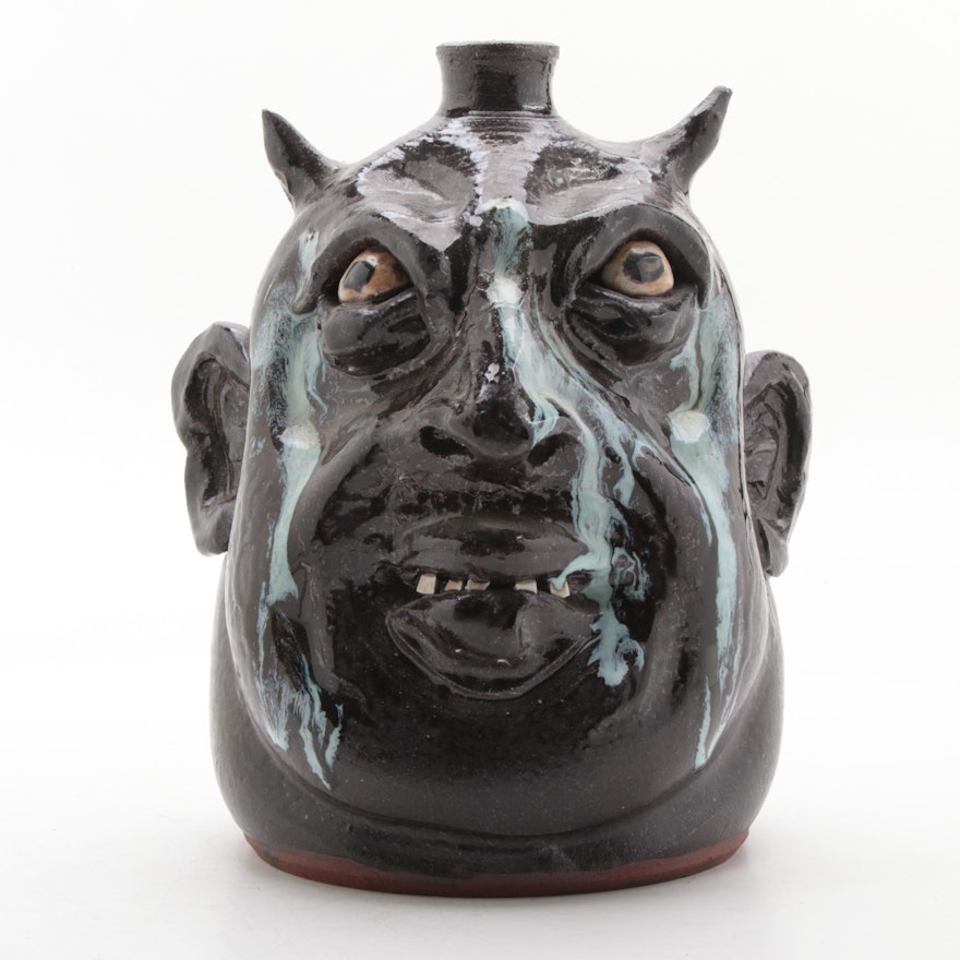 Marvin Bailey Stoneware Folk Art Face Jug