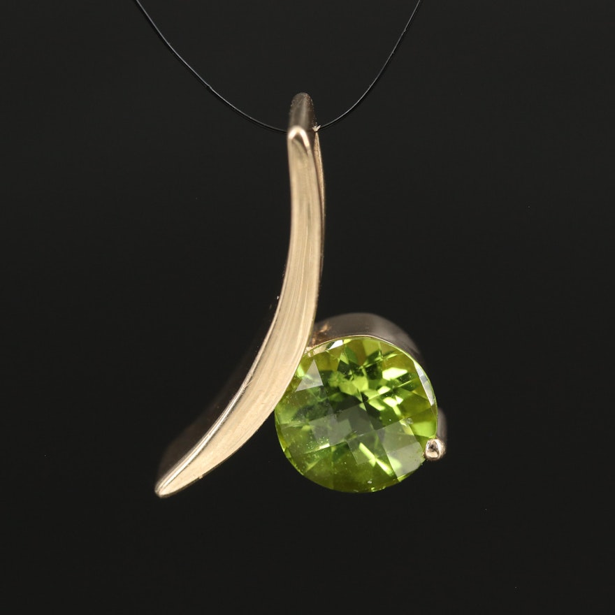 14K Peridot Slide Pendant