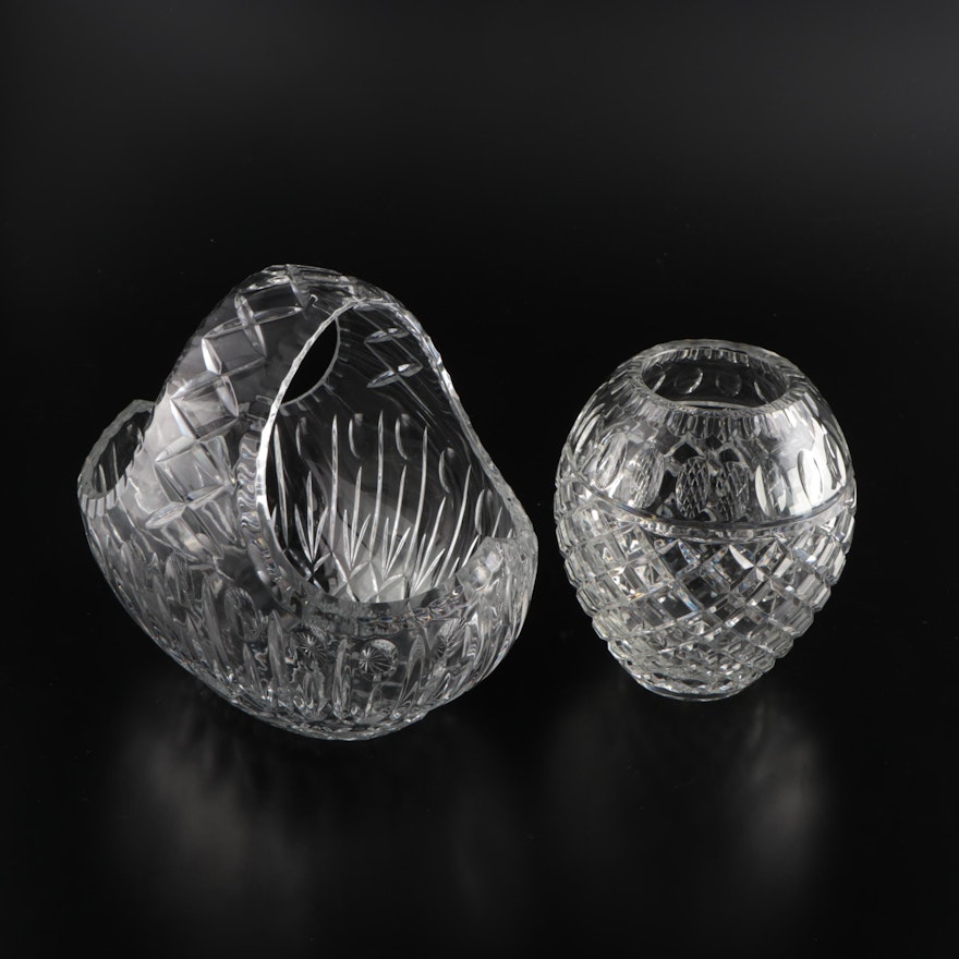 Cazlor Crystal Basket with Crystal Vase