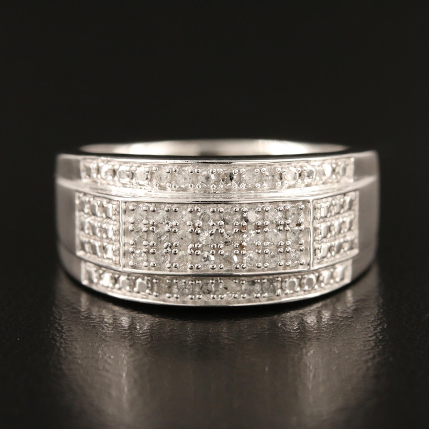 Sterling Diamond Multi-Row Band