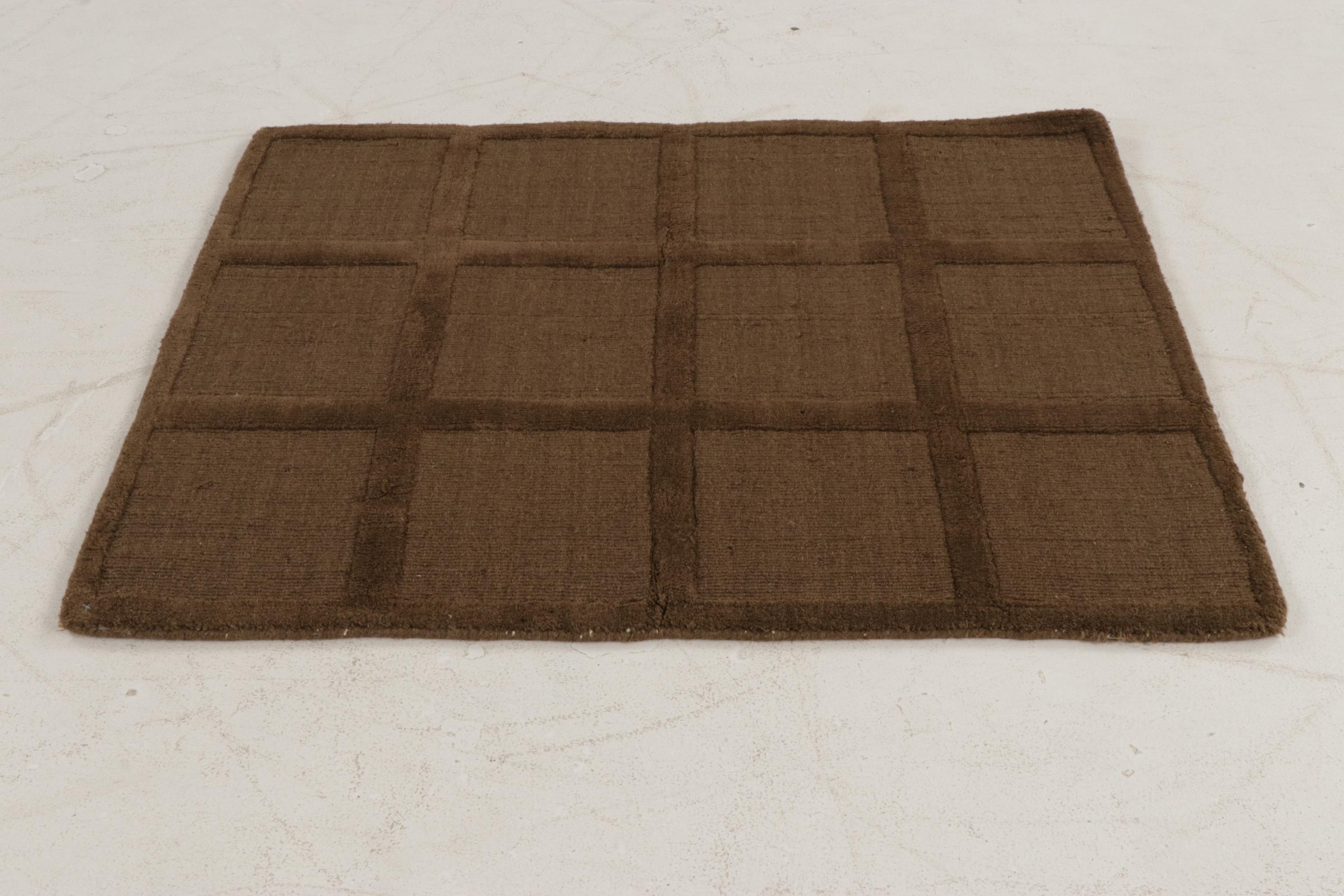 3'2 x 4' Hand-Knotted Indian Modern Style Rug, 2010s