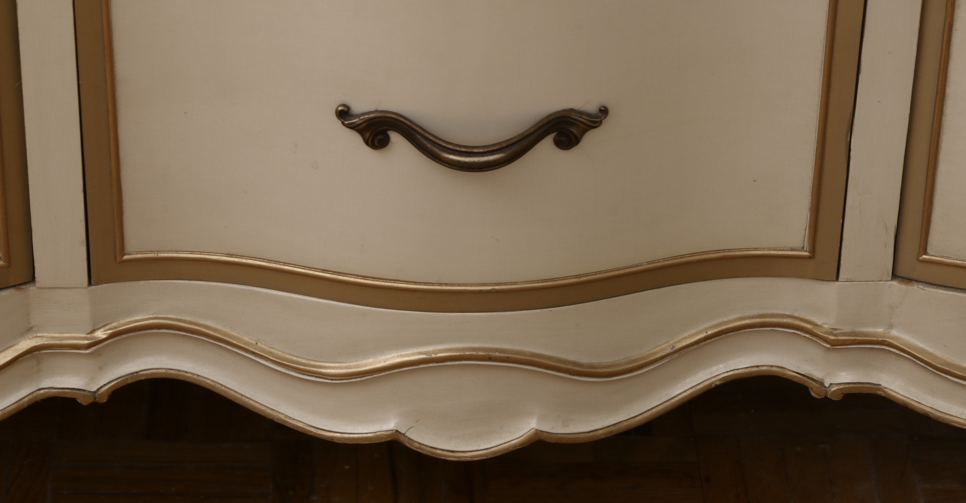 Drexel "Touraine" Cream-Painted and Parcel-Gilt Dresser and Chest of Drawers