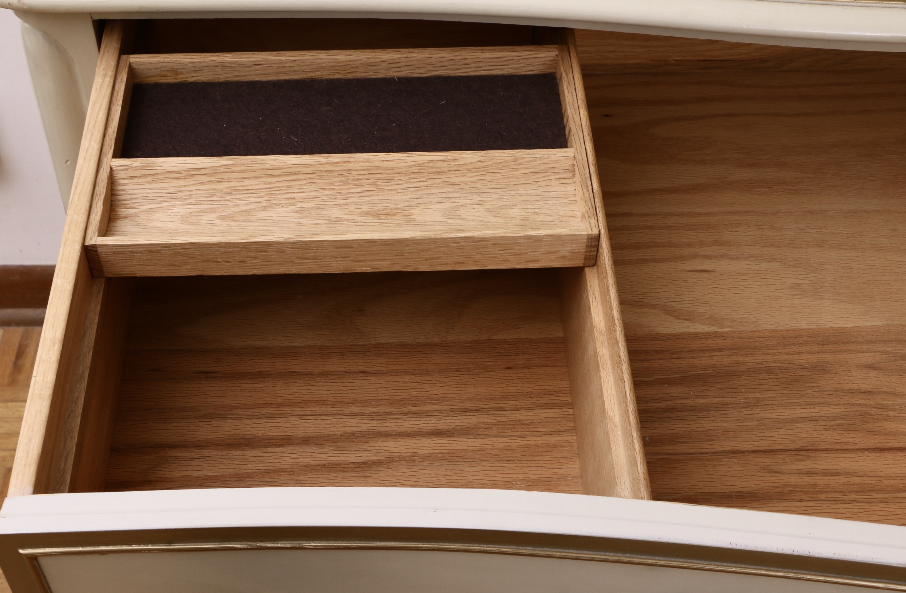 Drexel "Touraine" Cream-Painted and Parcel-Gilt Dresser and Chest of Drawers