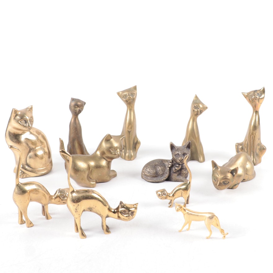 Brass Cat Figurines