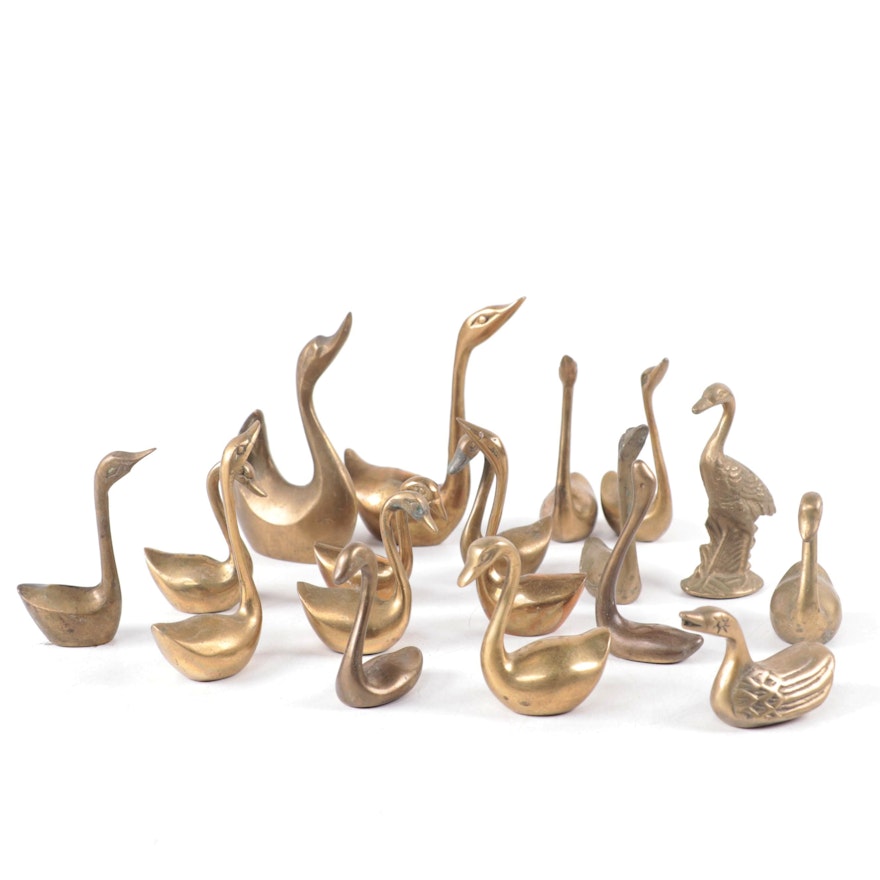 Brass Swan, Geese and Ducks Figurines