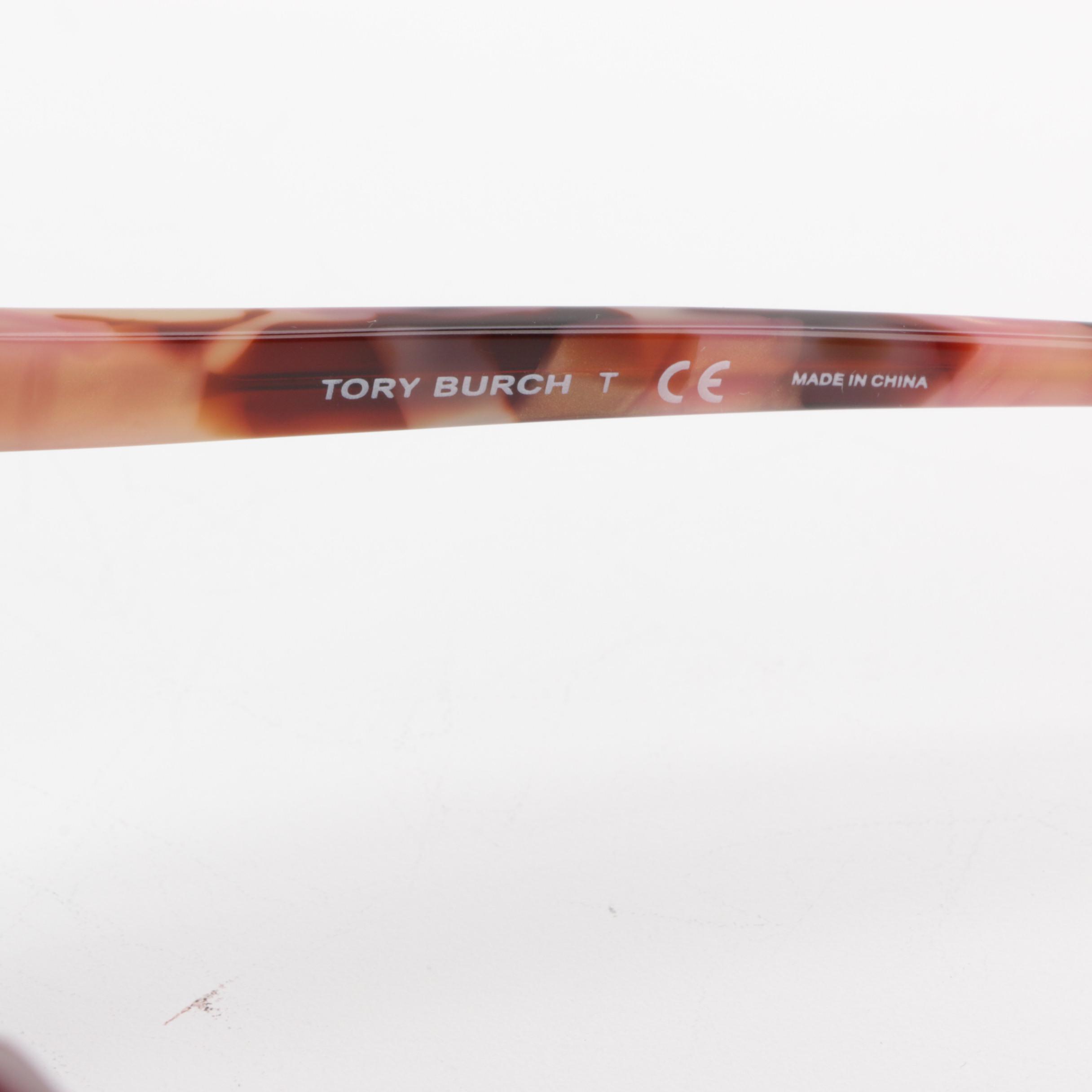 Tory Burch Logo Bordeaux/Brown Rose Gradient Sunglasses with Case