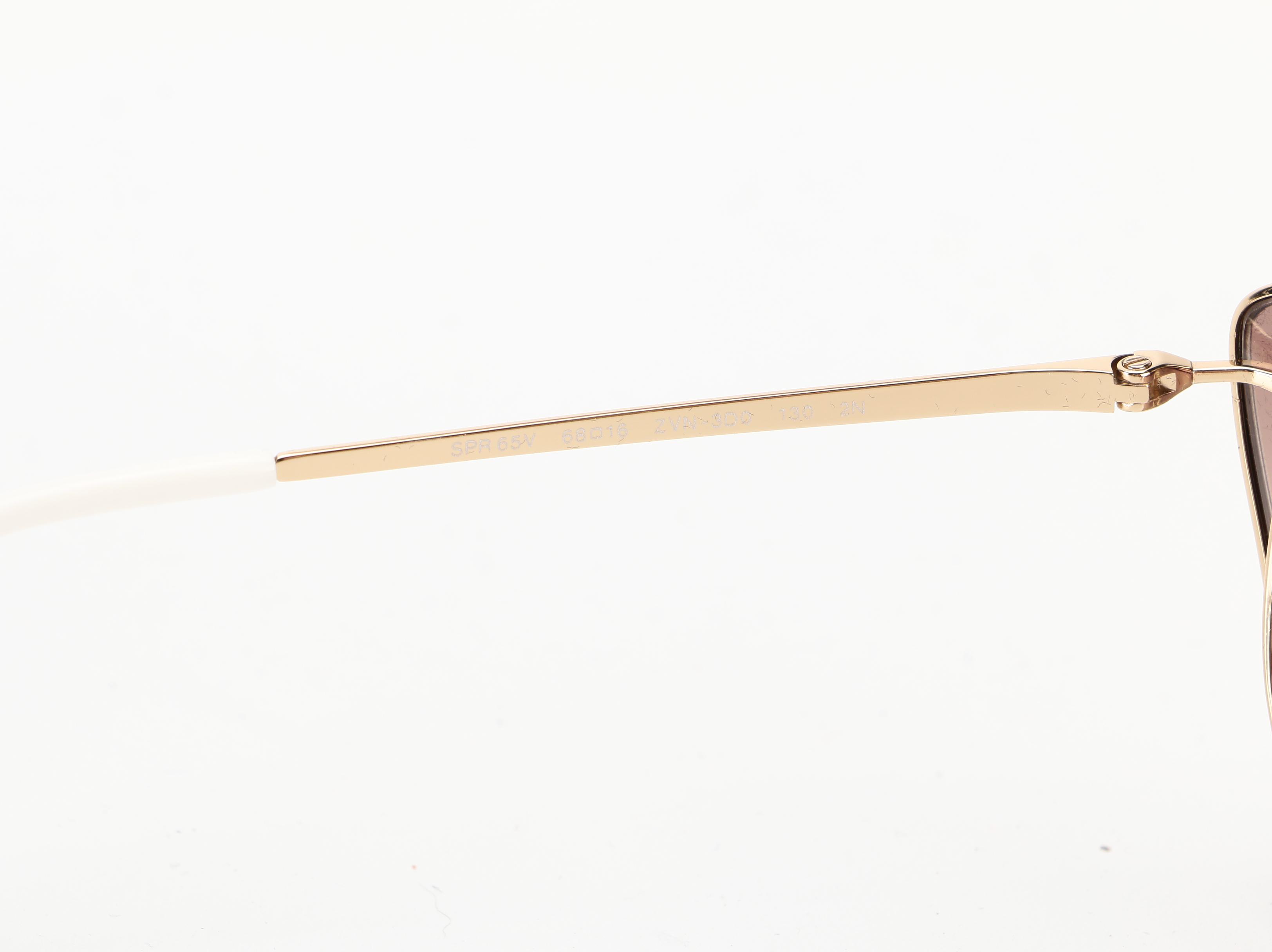 Prada SPR 65V Gold Tone Metal Modified Cat Eye Sunglasses with Case