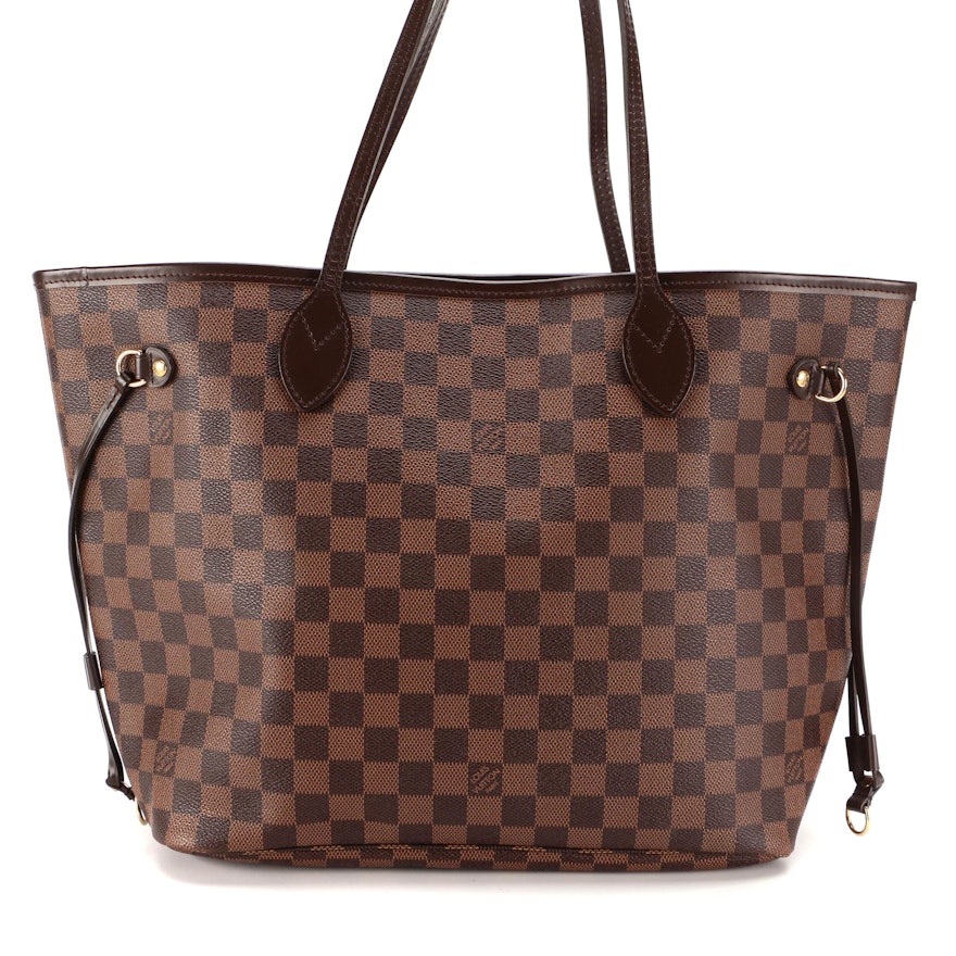 Louis Vuitton Neverfull MM in Damier Ebene Coated Canvas and Smooth Leather