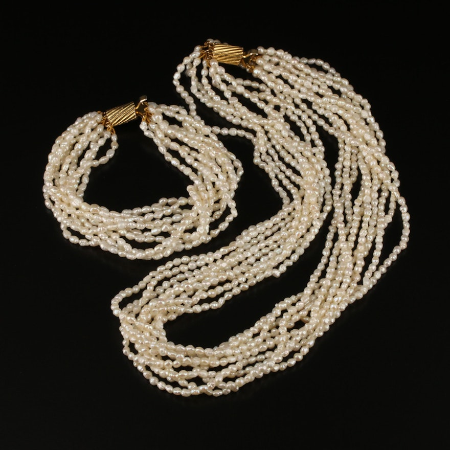 Pearl Multi-Strand Necklace and Bracelet