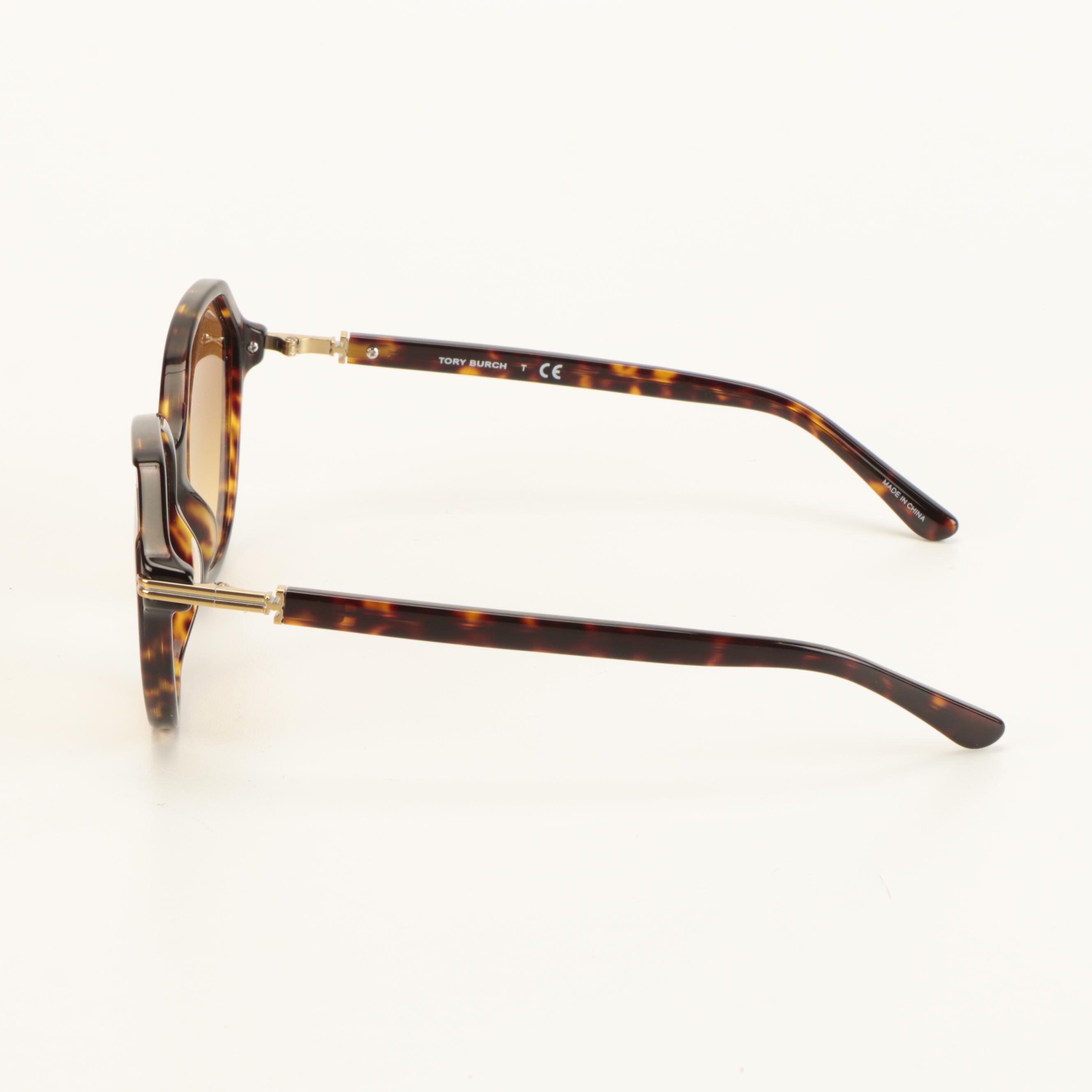 Tory Burch Faux Tortoise Sunglasses with Iridescent Inlays