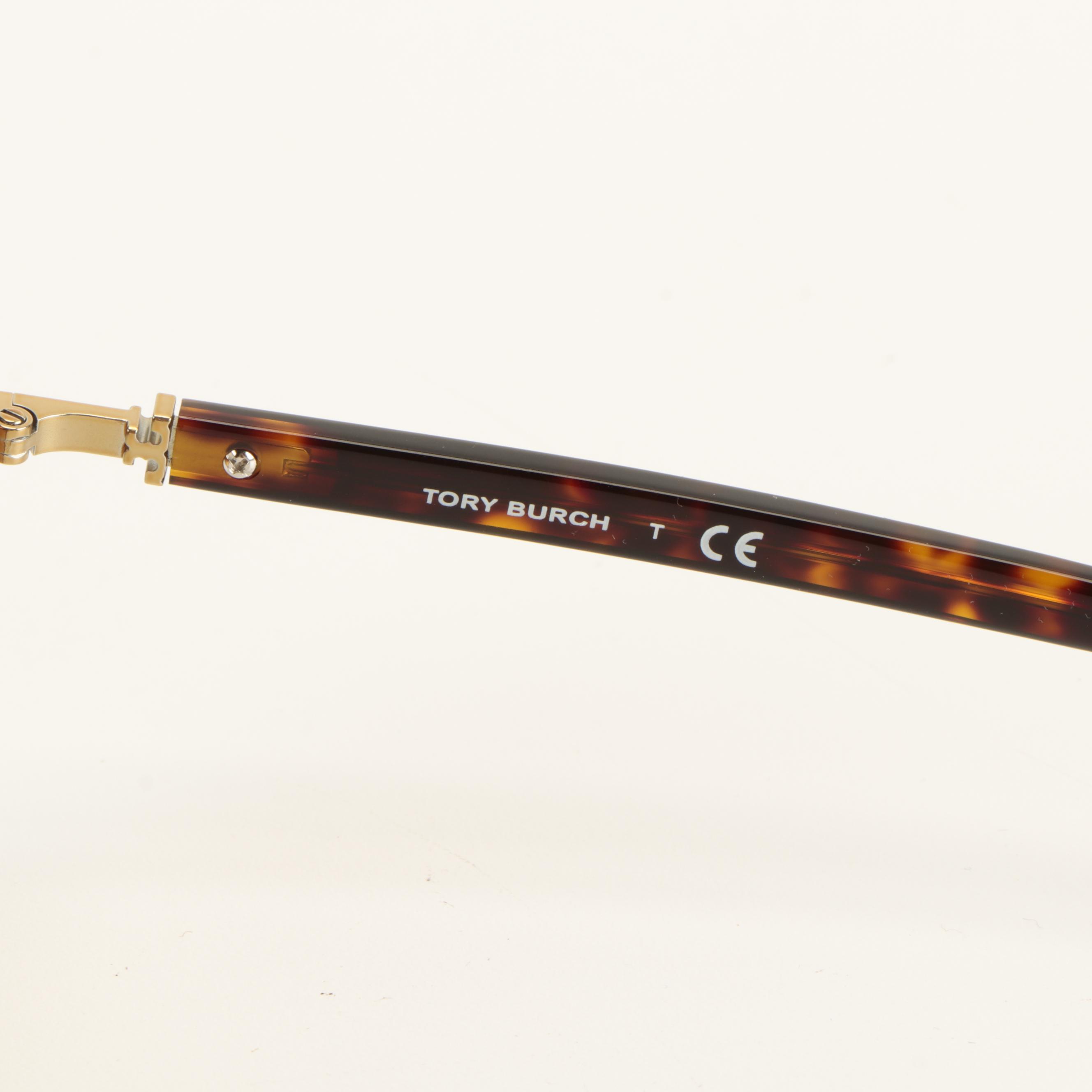 Tory Burch Faux Tortoise Sunglasses with Iridescent Inlays