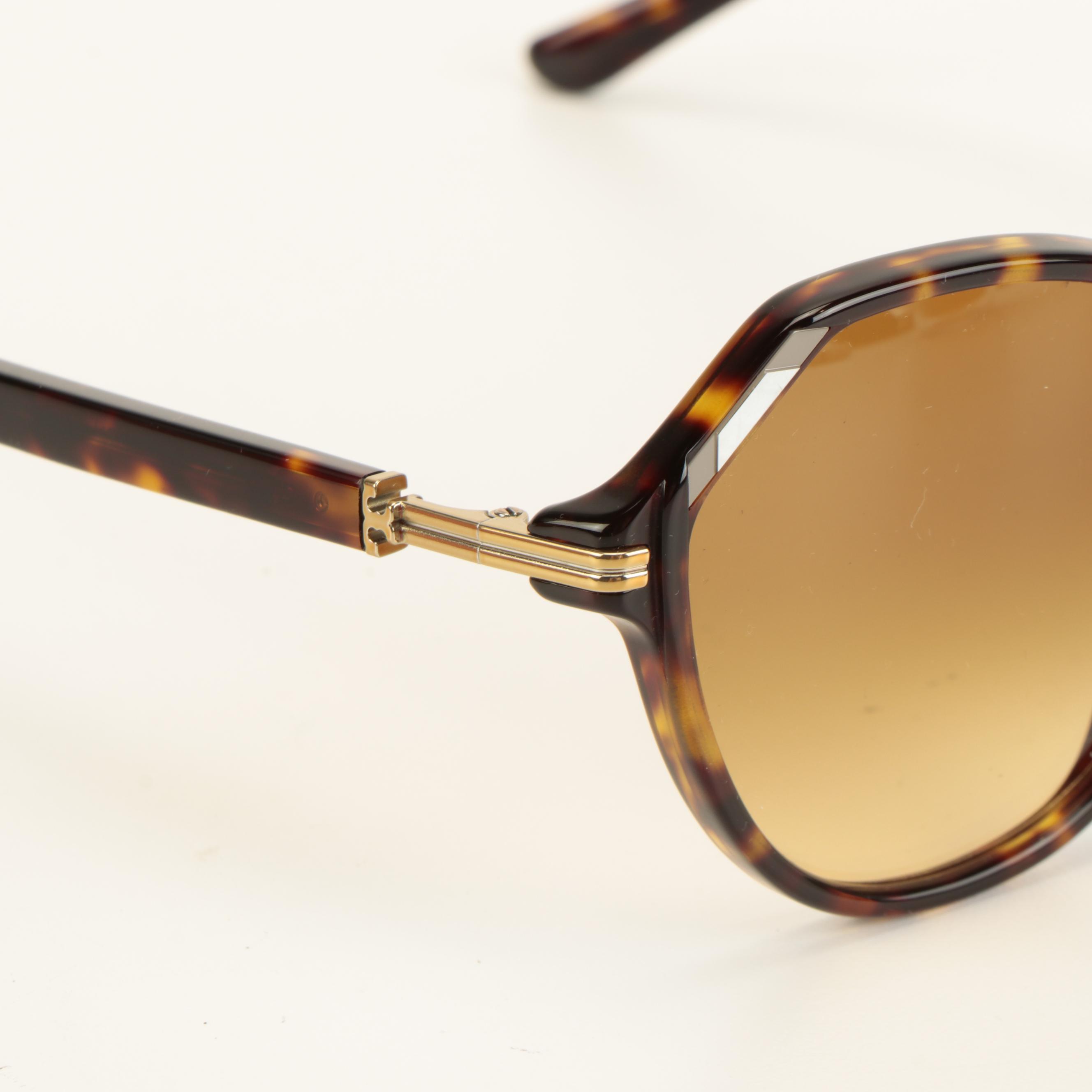 Tory Burch Faux Tortoise Sunglasses with Iridescent Inlays