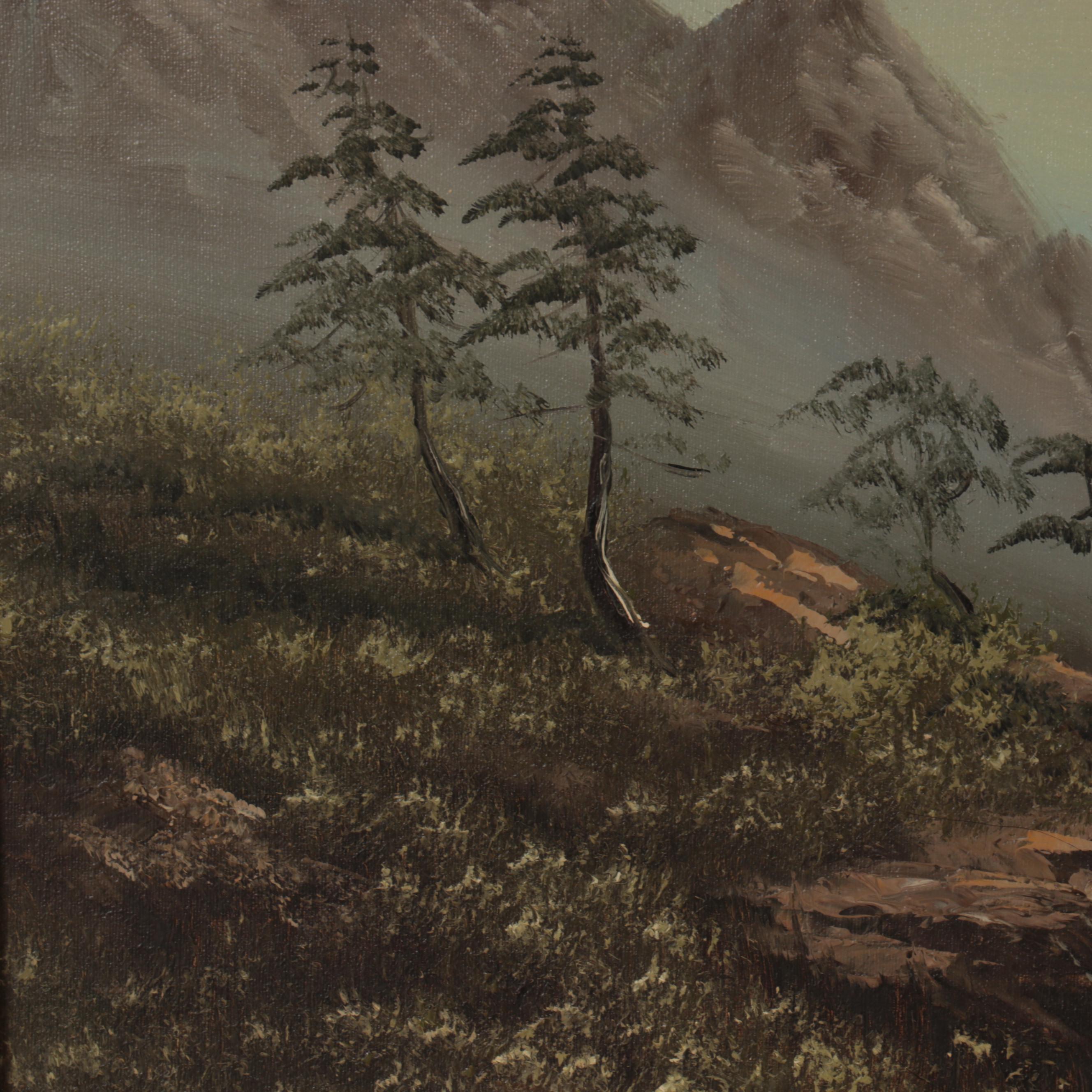 W. Amadio Oil Painting of Bald Eagle, Late 20th Century