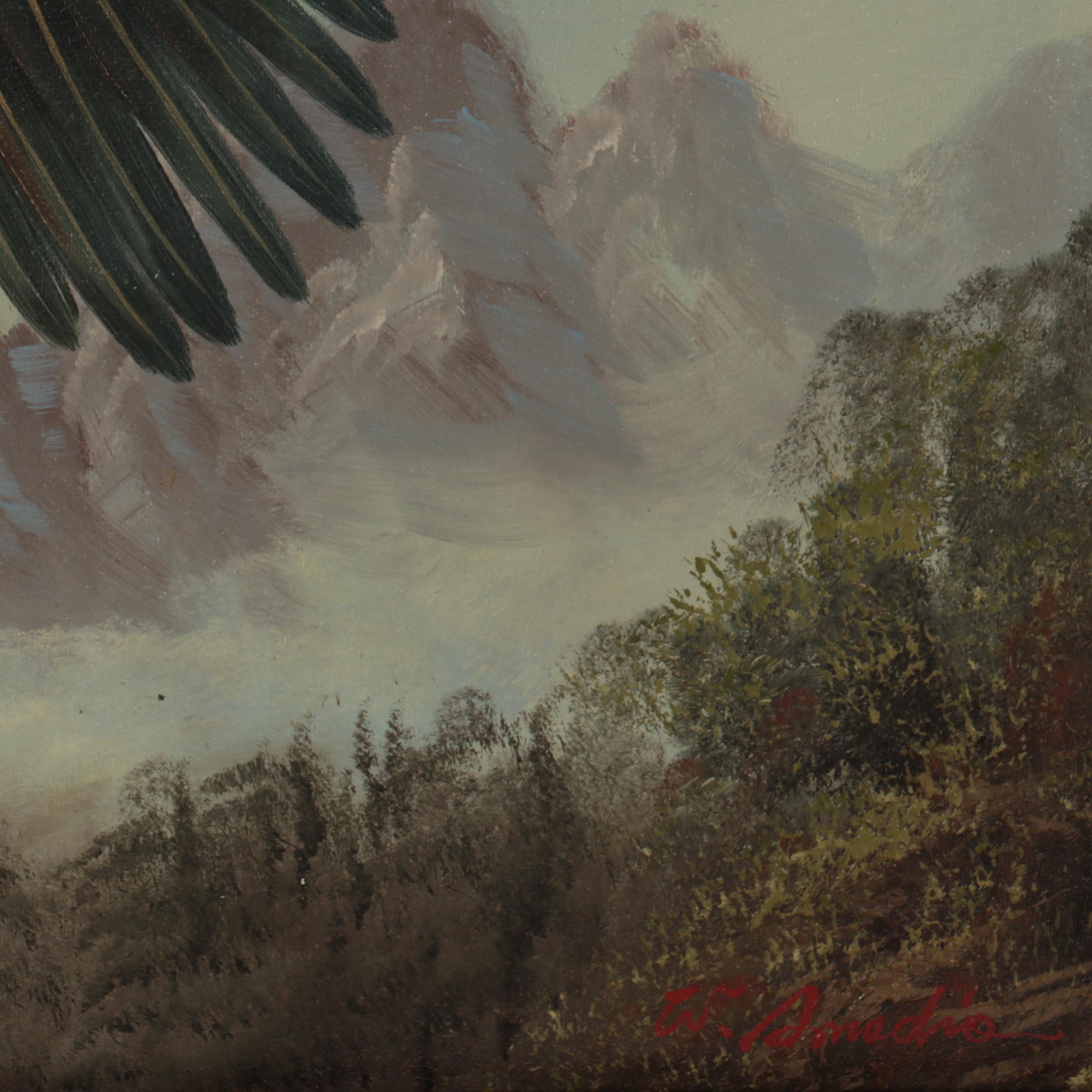 W. Amadio Oil Painting of Bald Eagle, Late 20th Century