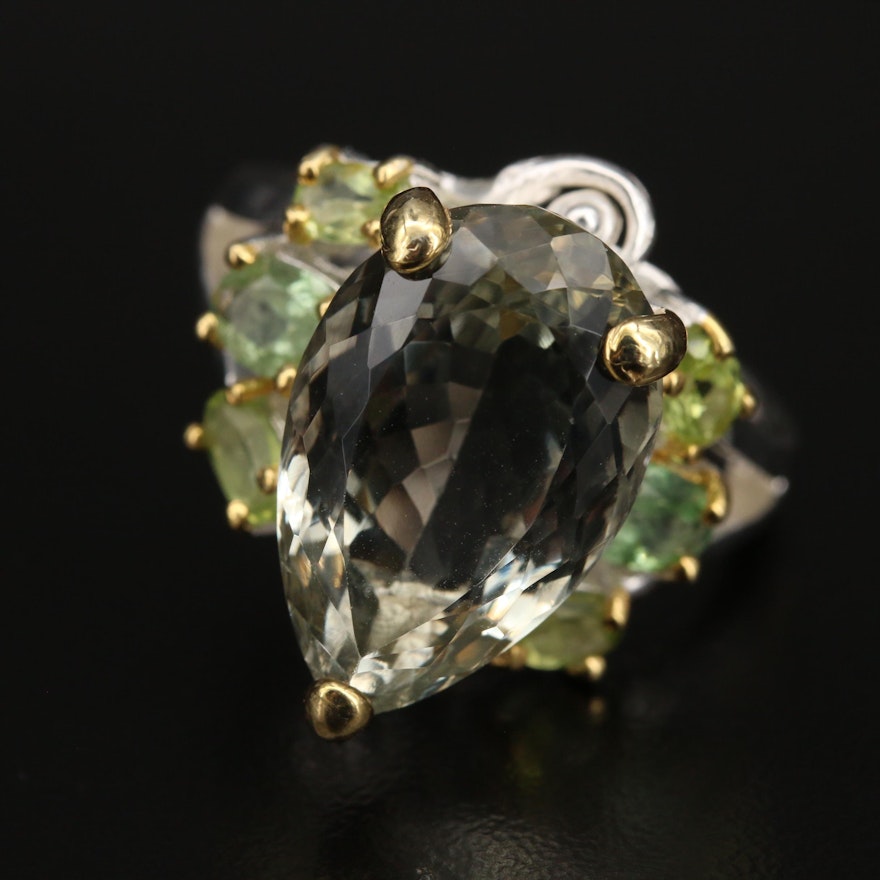 Sterling Prasiolite, Peridot and Gemstone Ring