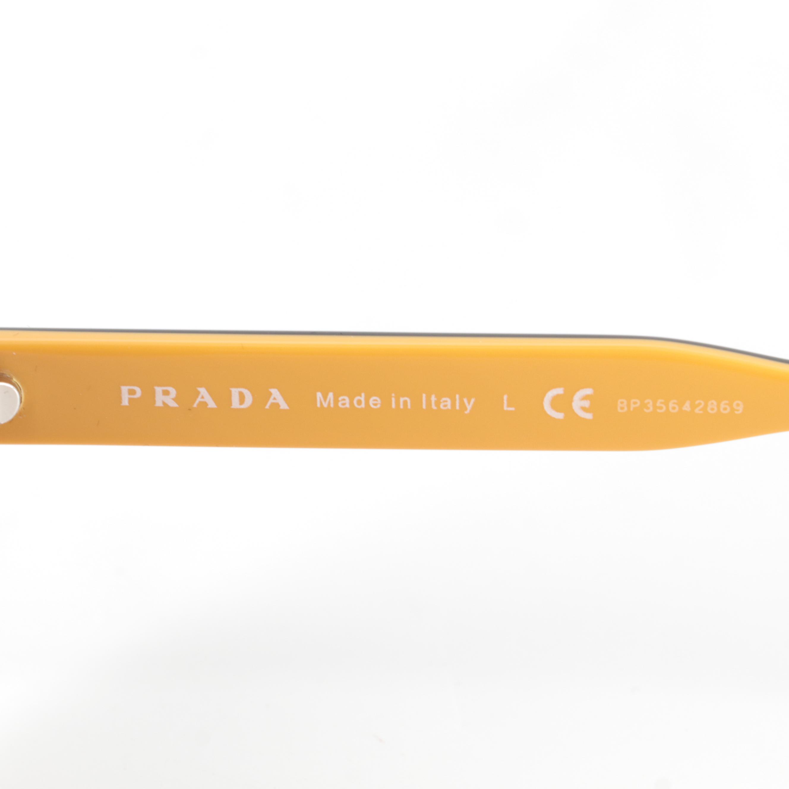 Prada SPR 17U Round Sunglasses in Black, Yellow and Gray Tortoise Acetate