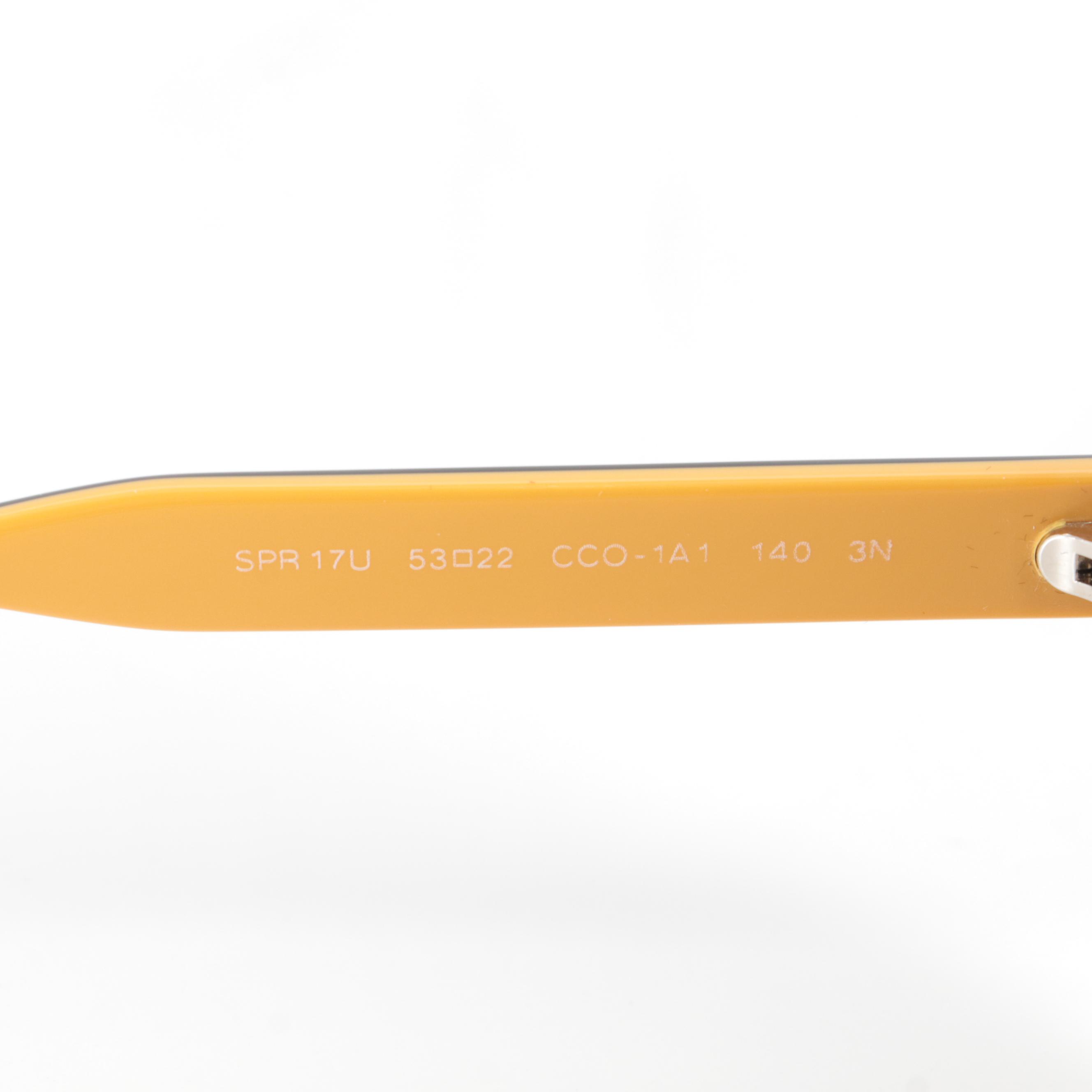 Prada SPR 17U Round Sunglasses in Black, Yellow and Gray Tortoise Acetate