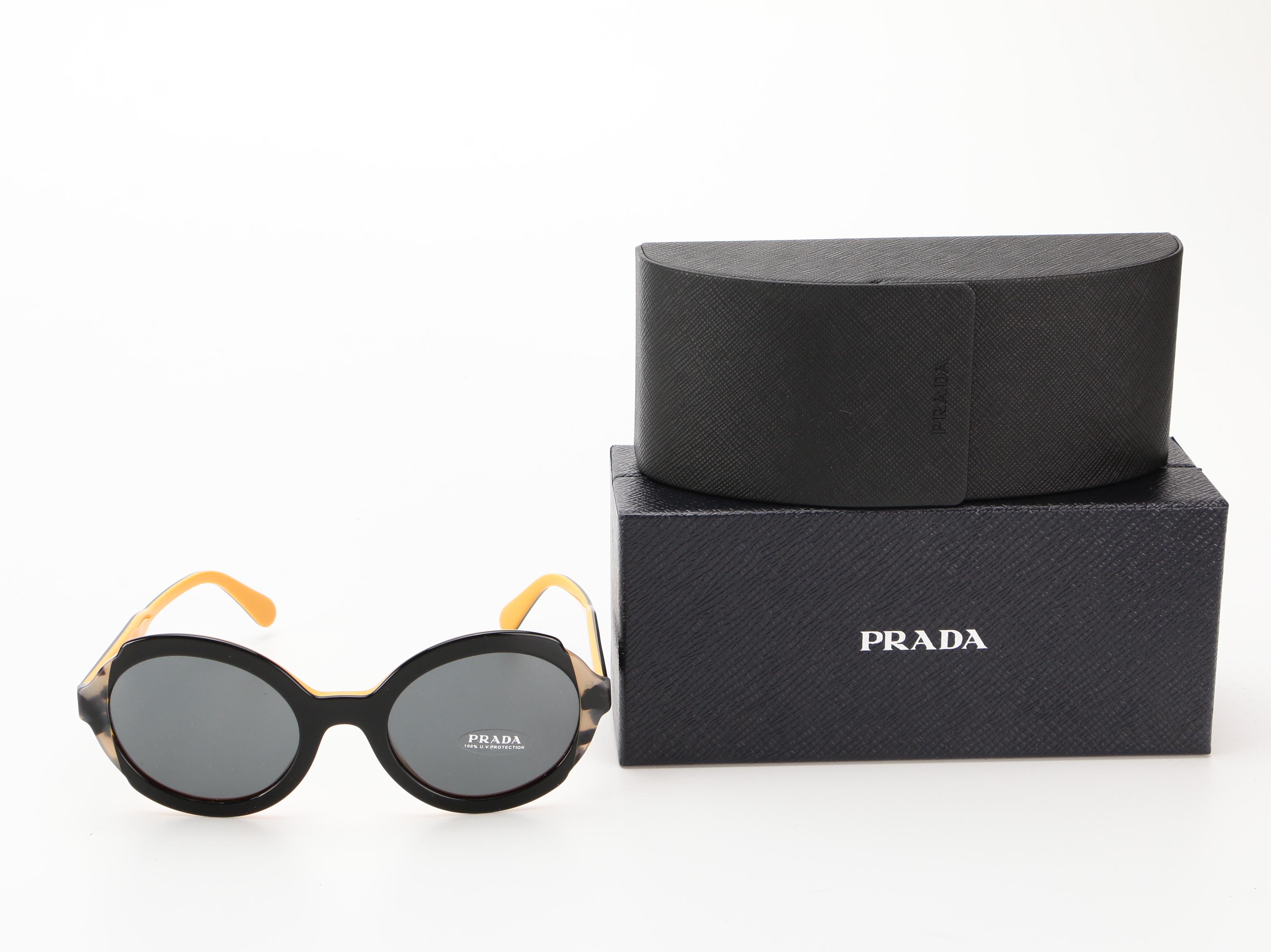 Prada SPR 17U Circular Sunglasses with Case and Box
