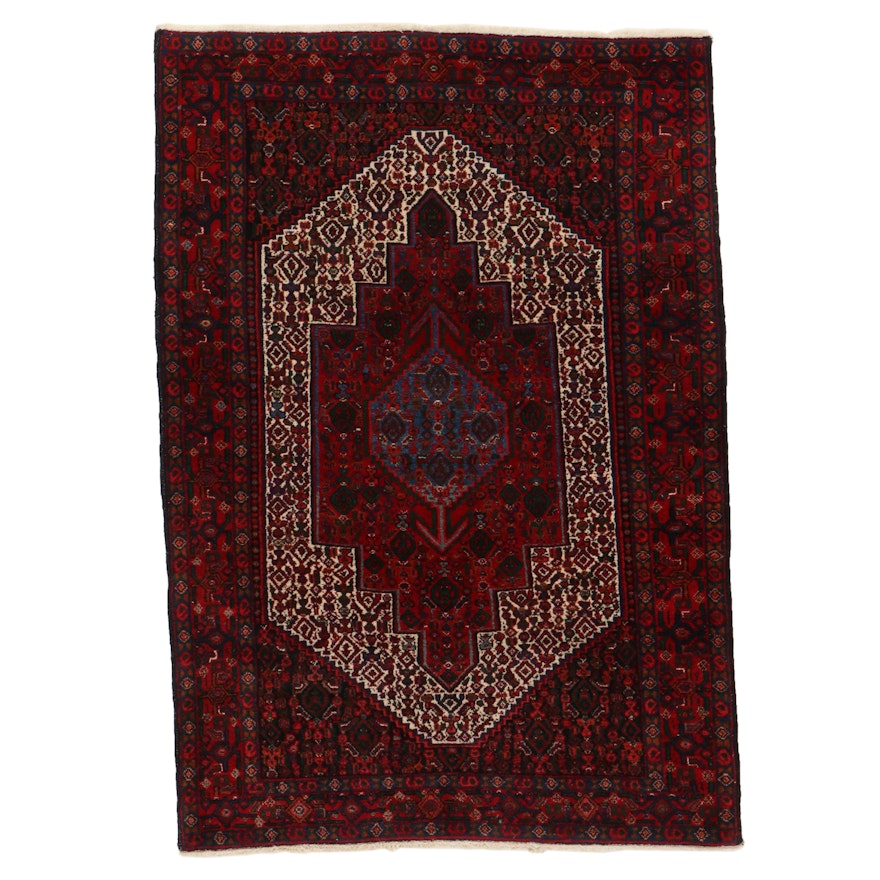 3'10 x 5'7 Hand-Knotted Persian Kurdish Herati Area Rug