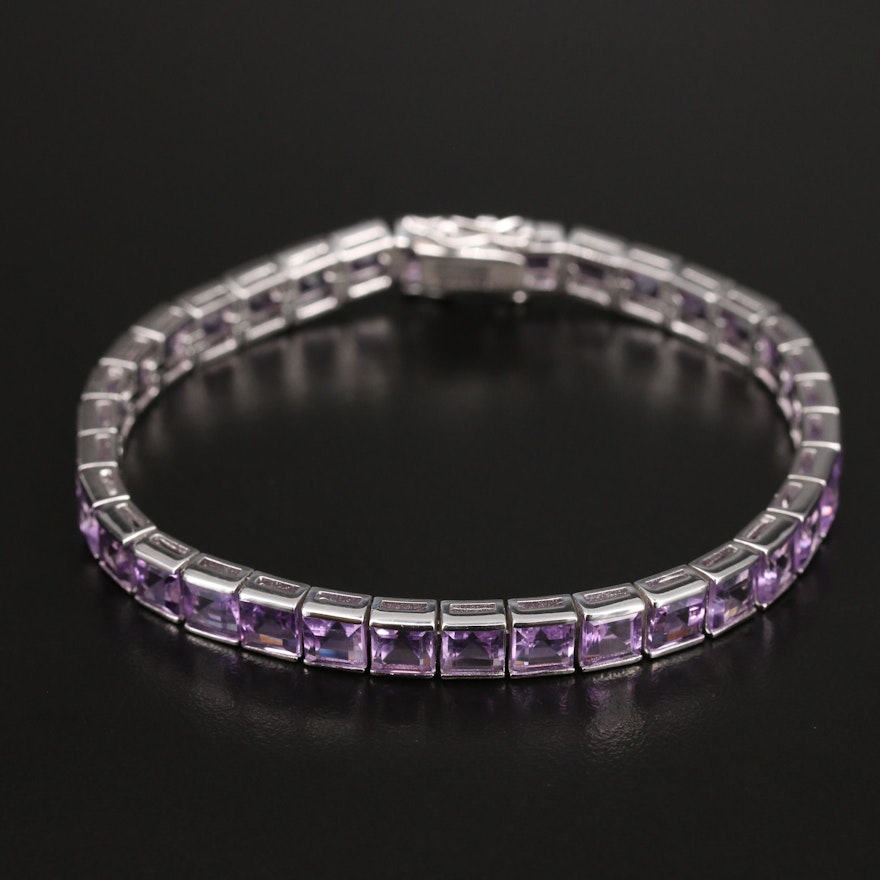 Sterling Amethyst Line Bracelet