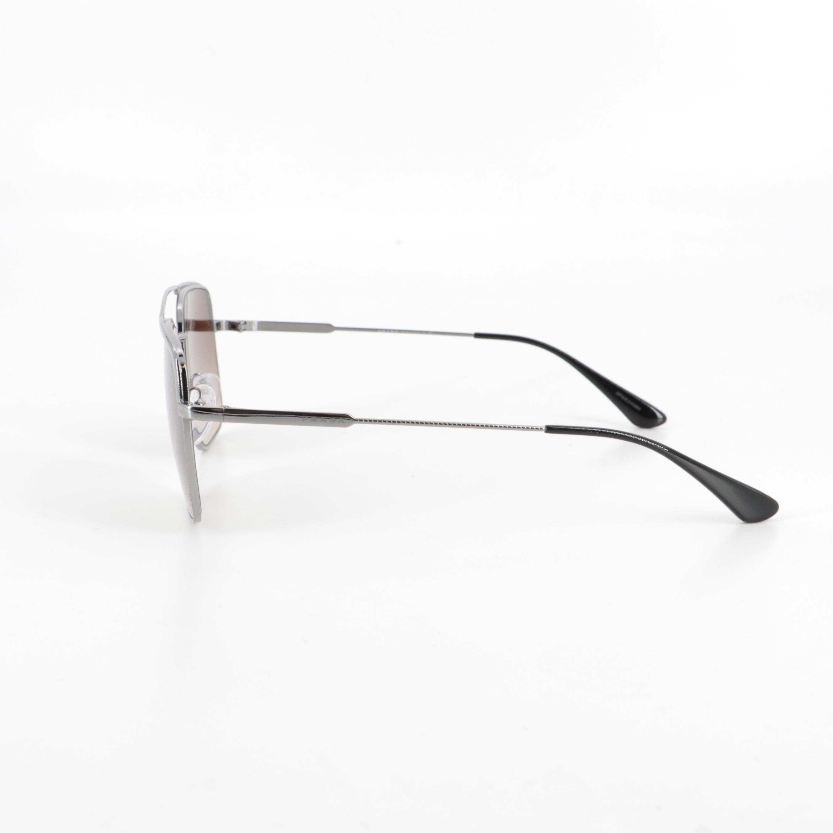 Prada SPR 53V Aviator Sunglasses in Silver Tone with Gradient Lenses with Case
