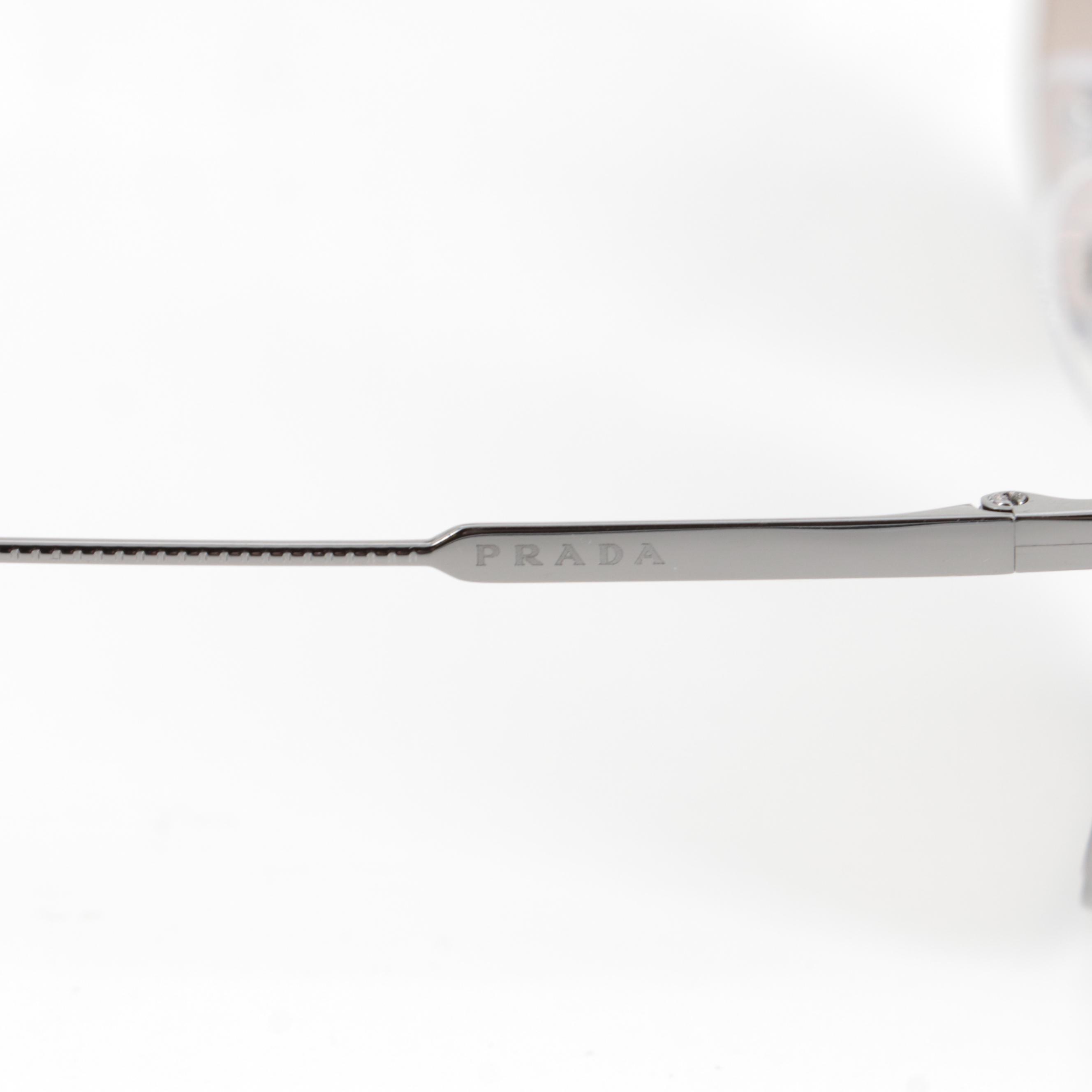 Prada SPR 53V Aviator Sunglasses in Silver Tone with Gradient Lenses with Case