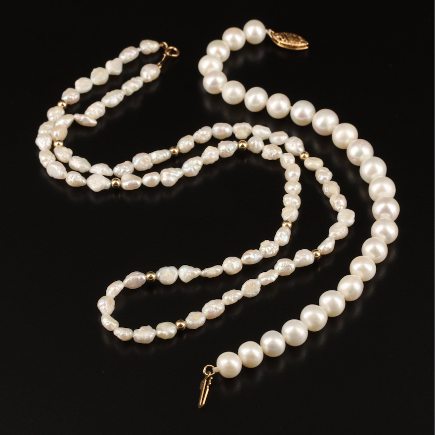 14K Baroque Pearl Necklace and Bracelet