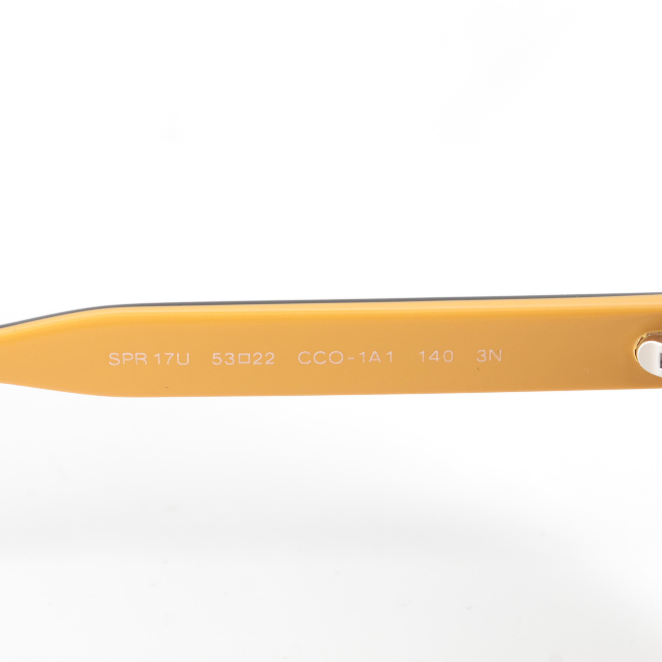 Prada SPR 17U Round Sunglasses in Black, Yellow and Gray Tortoise Acetate