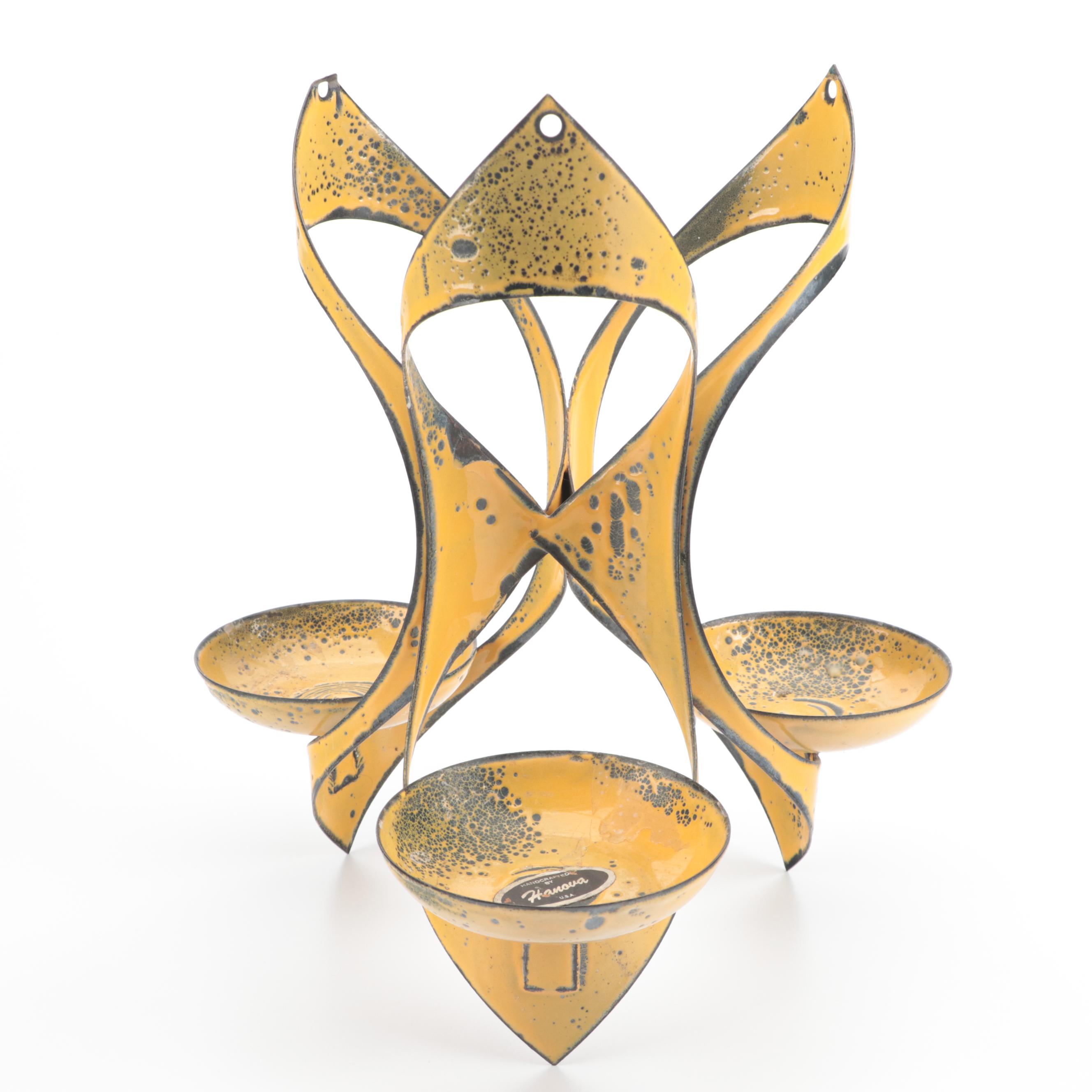 Hanova of Pasadena Enameled Metal Hanging Candle Holder