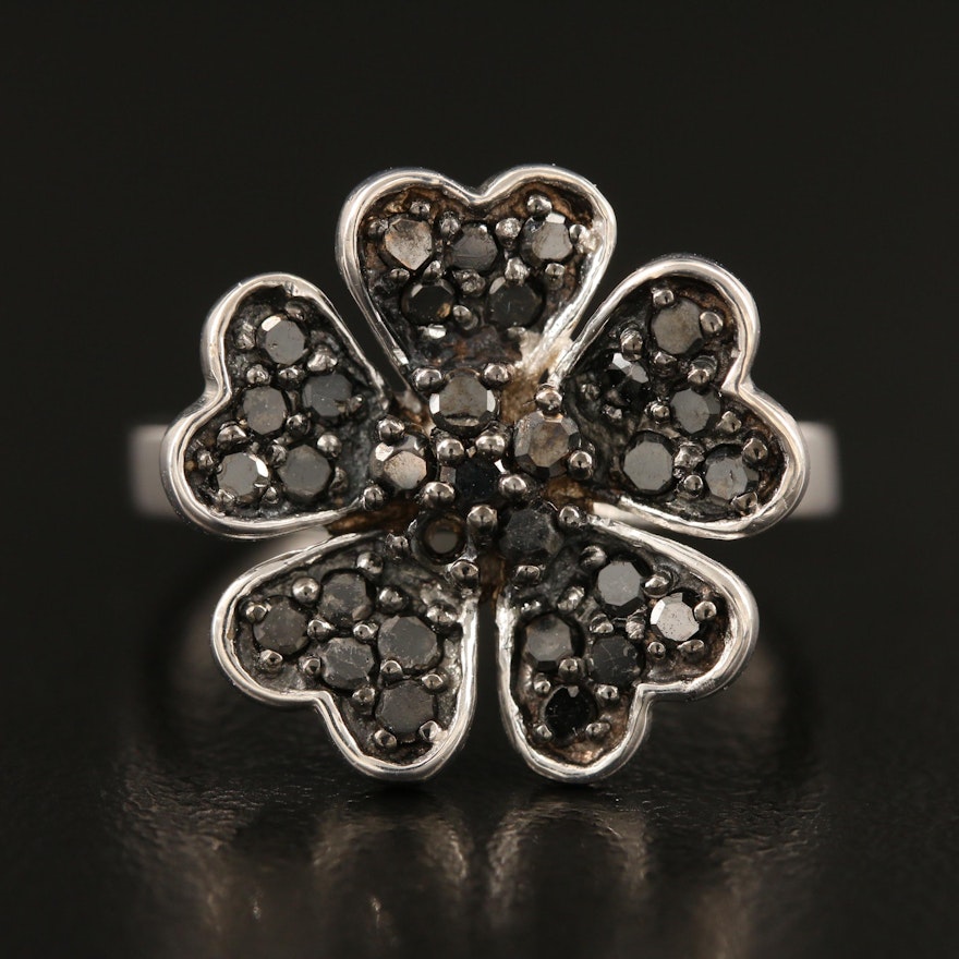 Sterling Black Diamond Ring