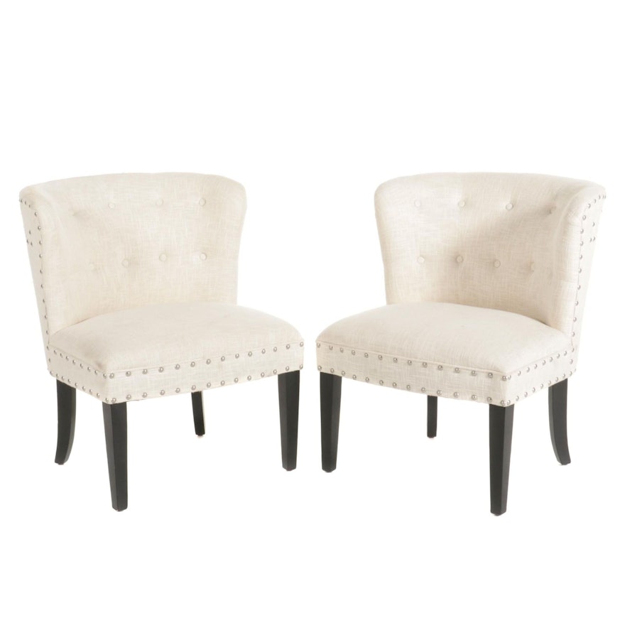 Pair of At Home Button-Tufted Upholstered Side Chairs