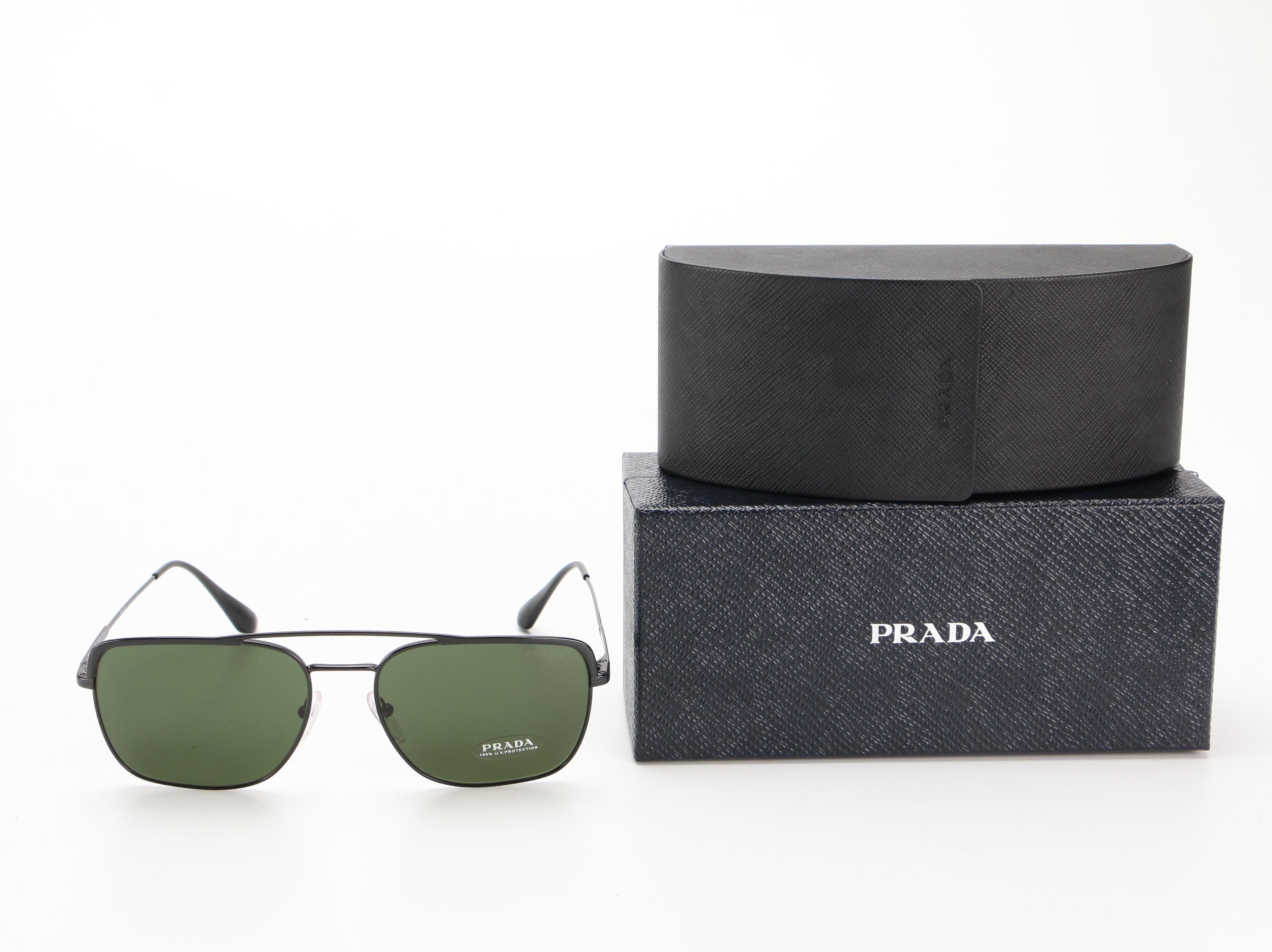 Prada SPR 53V Avio Sunglasses in Black with Case and Box