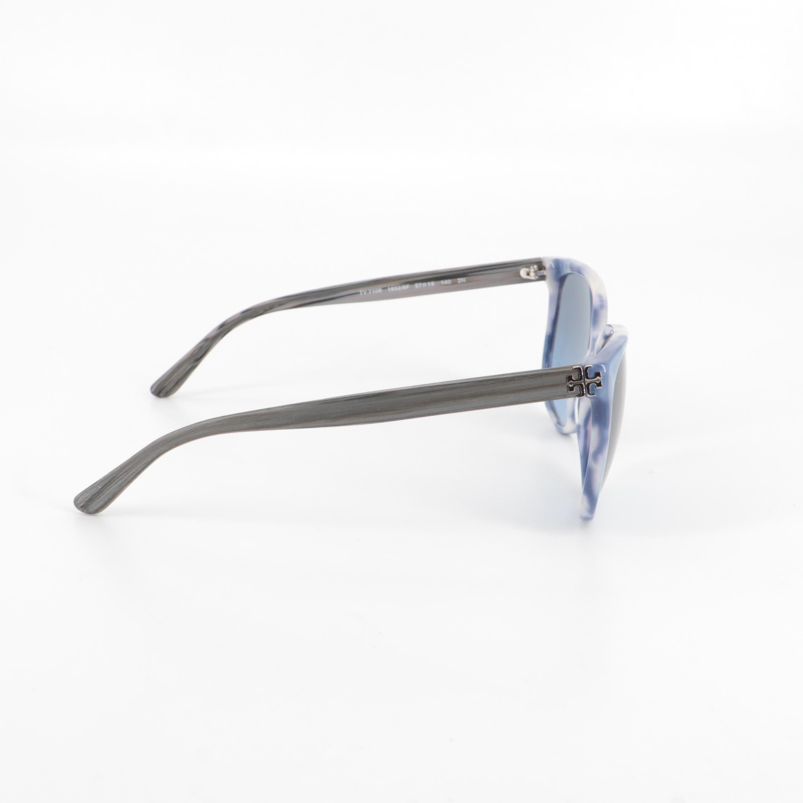 Tory Burch TY7106 Blue Havana Sunglasses with Hard Case and Slip Case