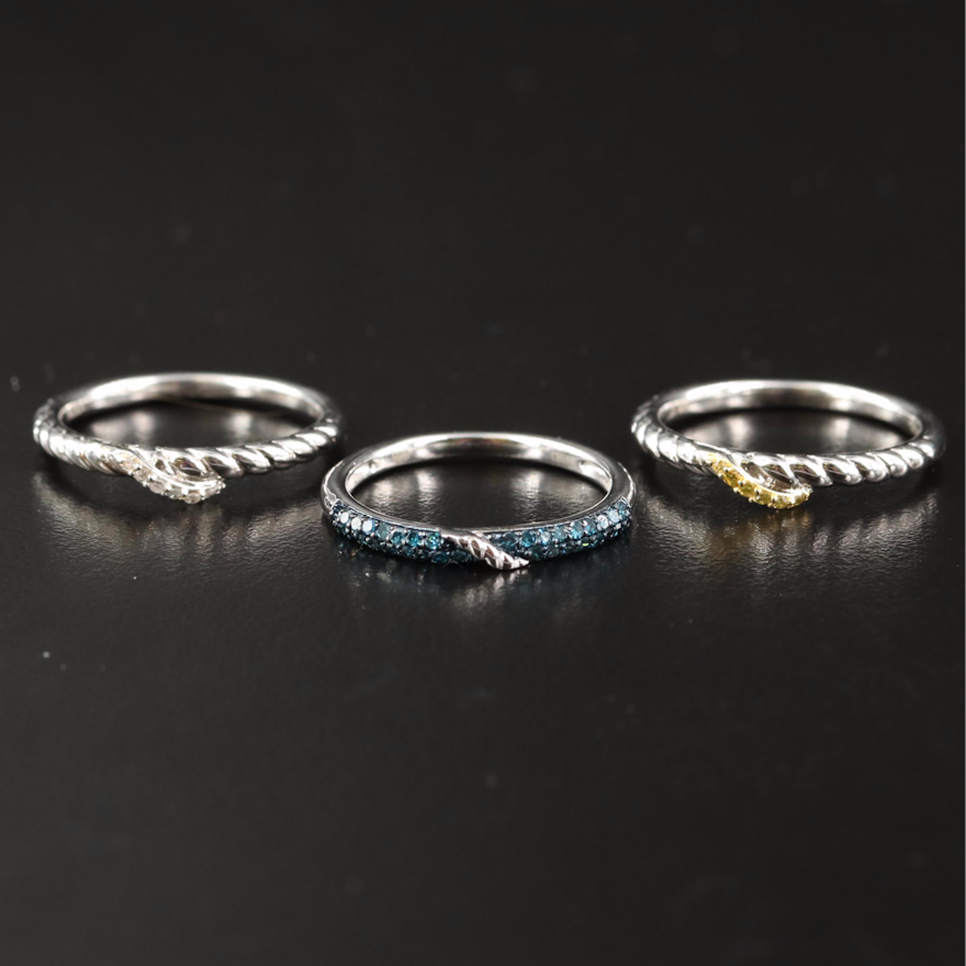 Sterling Diamond Stackable Bands