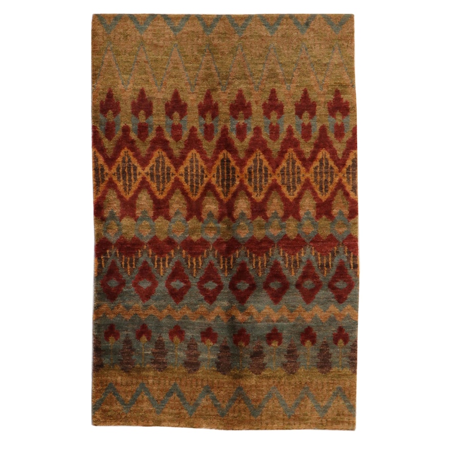 4'11 x 8' Hand-Knotted Indo-Turkish Oushak Rug, 2010s