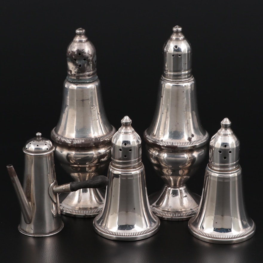 American Sterling Silver Weighted Shakers with English Sterling Silver Shaker