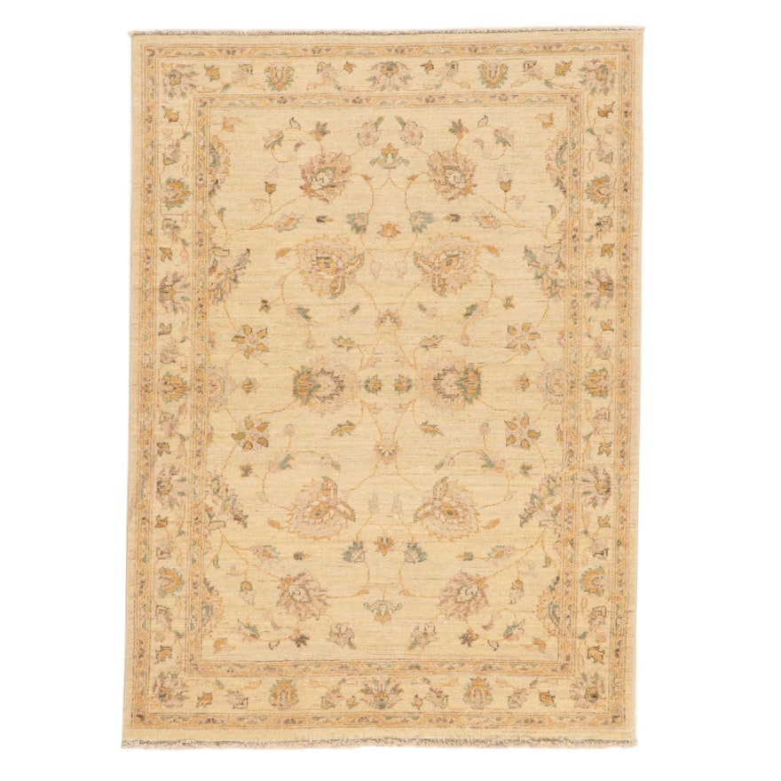 4'1 x 5'9 Hand-Knotted Pakistani Turkish Oushak Rug, 2010s