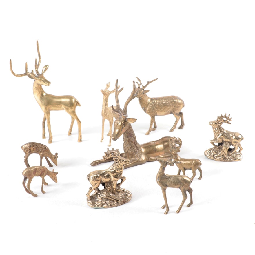 Brass Deer and Elk Figurines