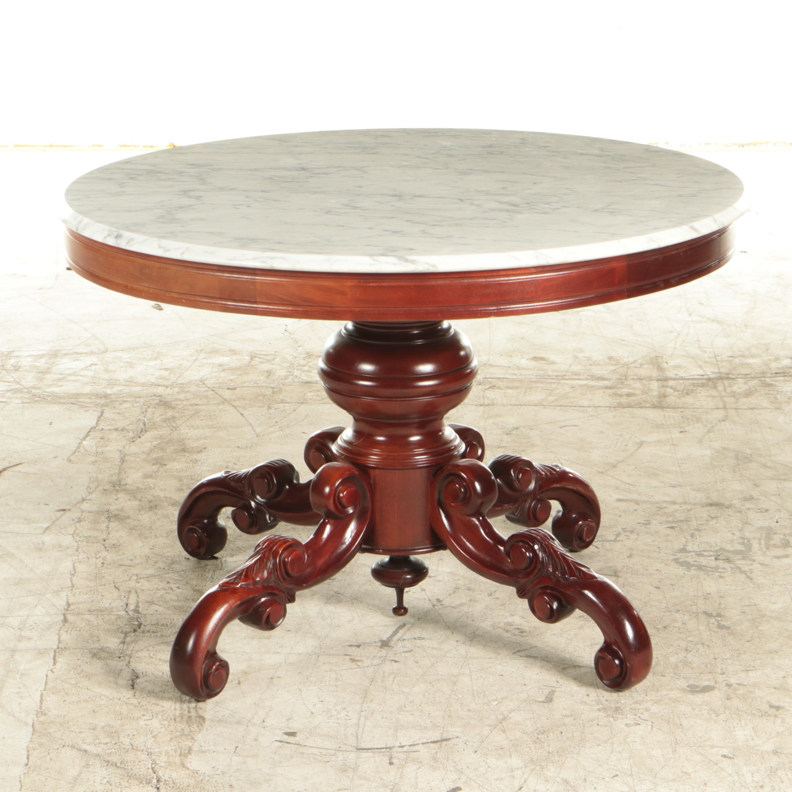 Kimball Furniture Reproductions Marble Top Table with Five Chairs