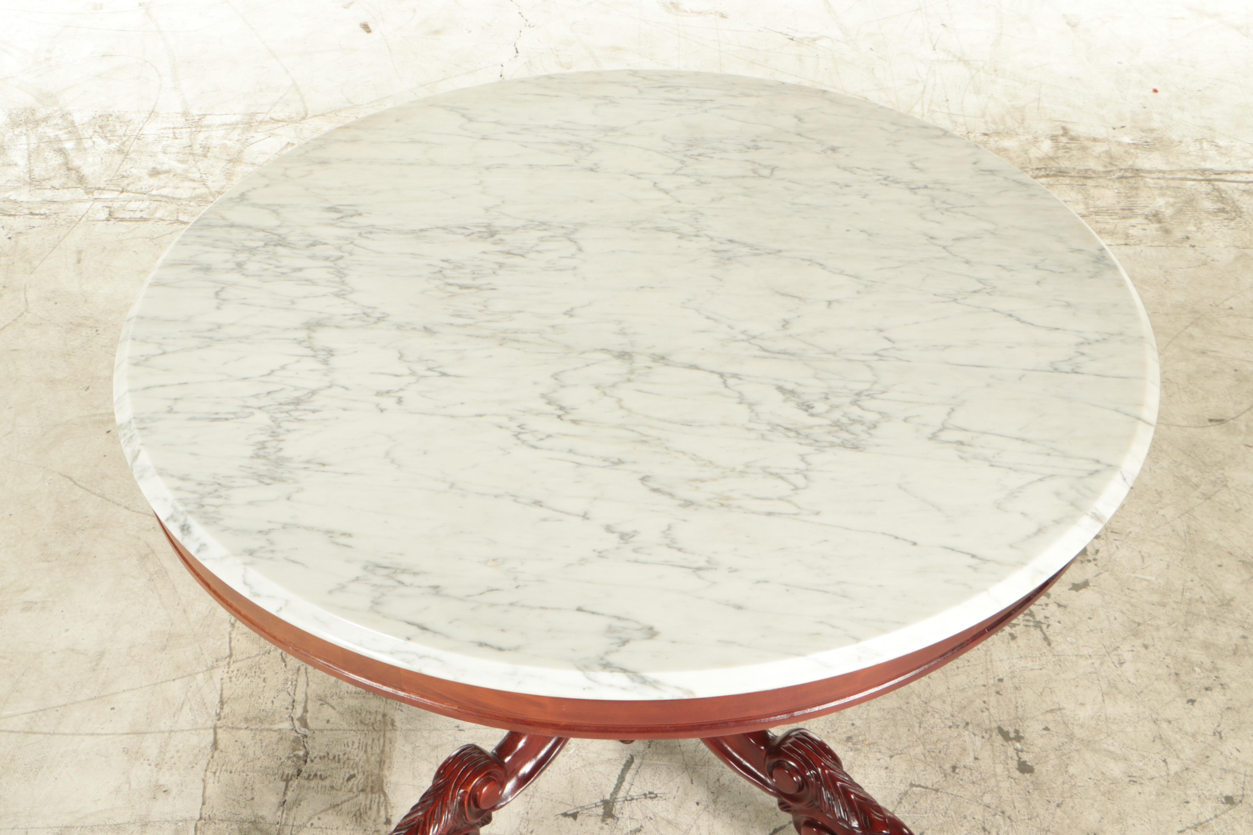 Kimball Furniture Reproductions Marble Top Table with Five Chairs