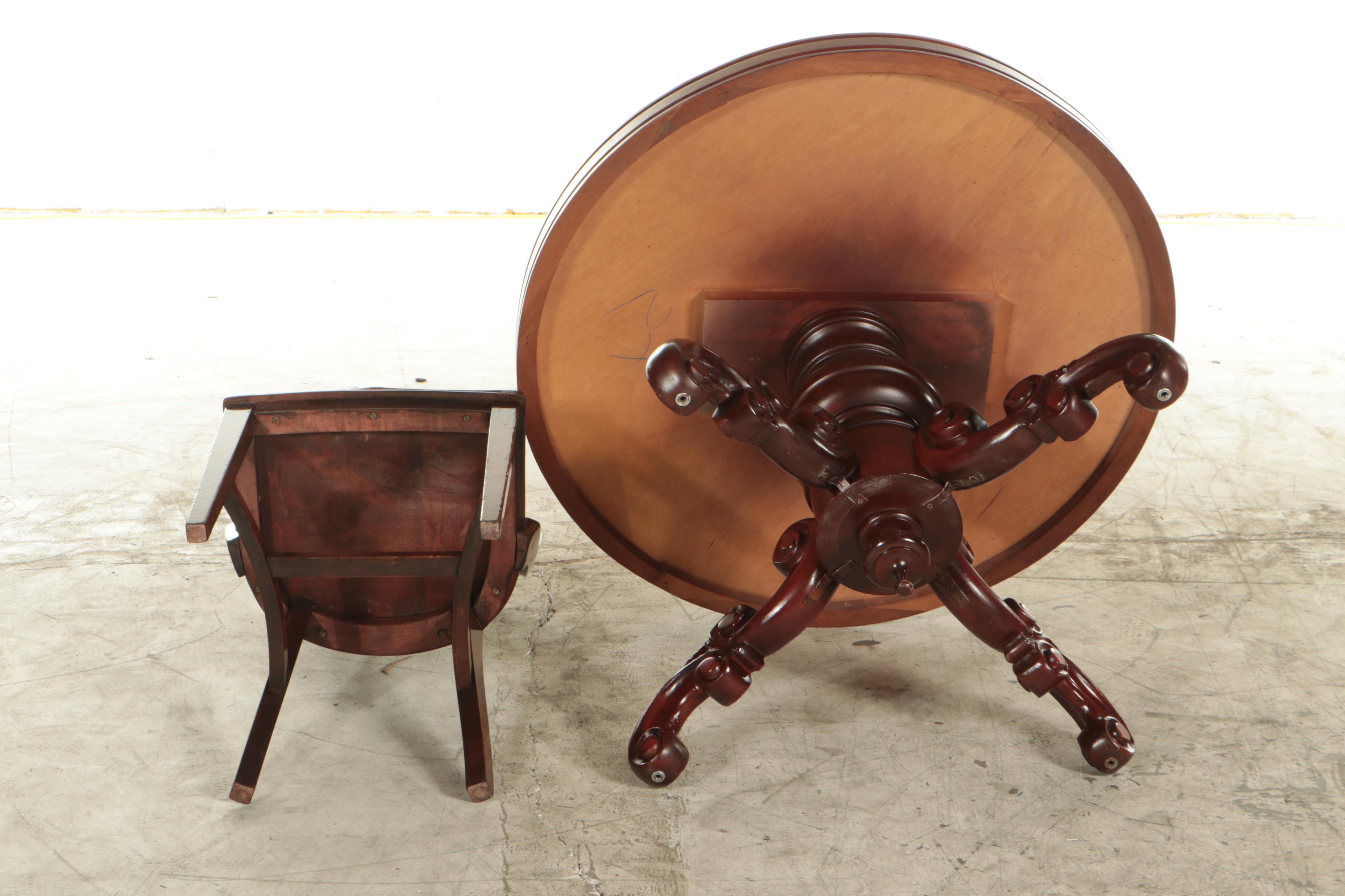 Kimball Furniture Reproductions Marble Top Table with Five Chairs