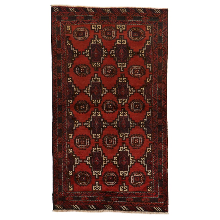 3'8 x 6'7 Hand-Knotted Persian Turkmen Rug, 1970s